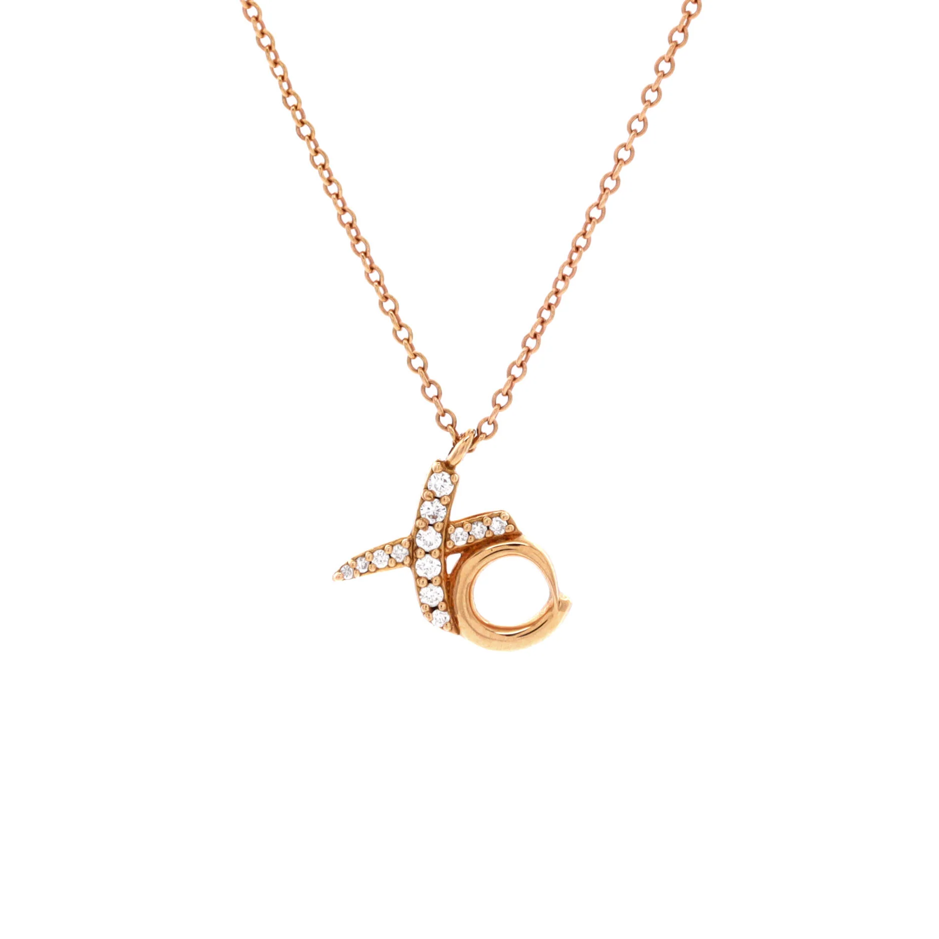 Paloma Picasso XO Pendant Necklace 18K Rose Gold with Diamonds