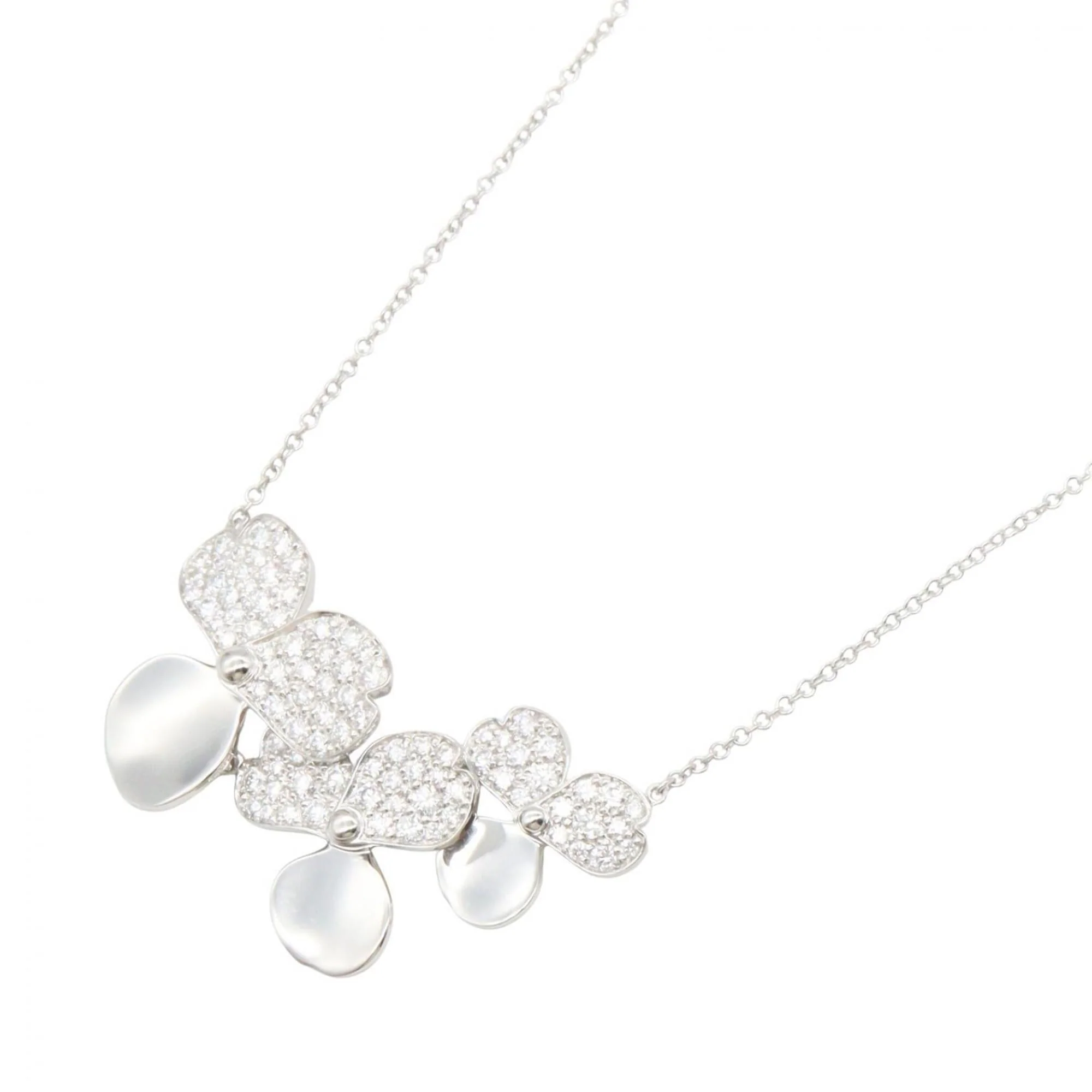 Paper Flower Cluster Pendant Necklace Platinum With Diamond