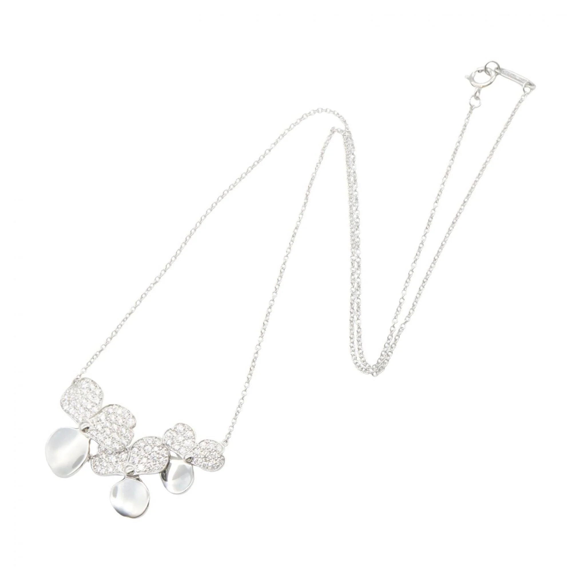 Paper Flower Cluster Pendant Necklace Platinum With Diamond - Image 2
