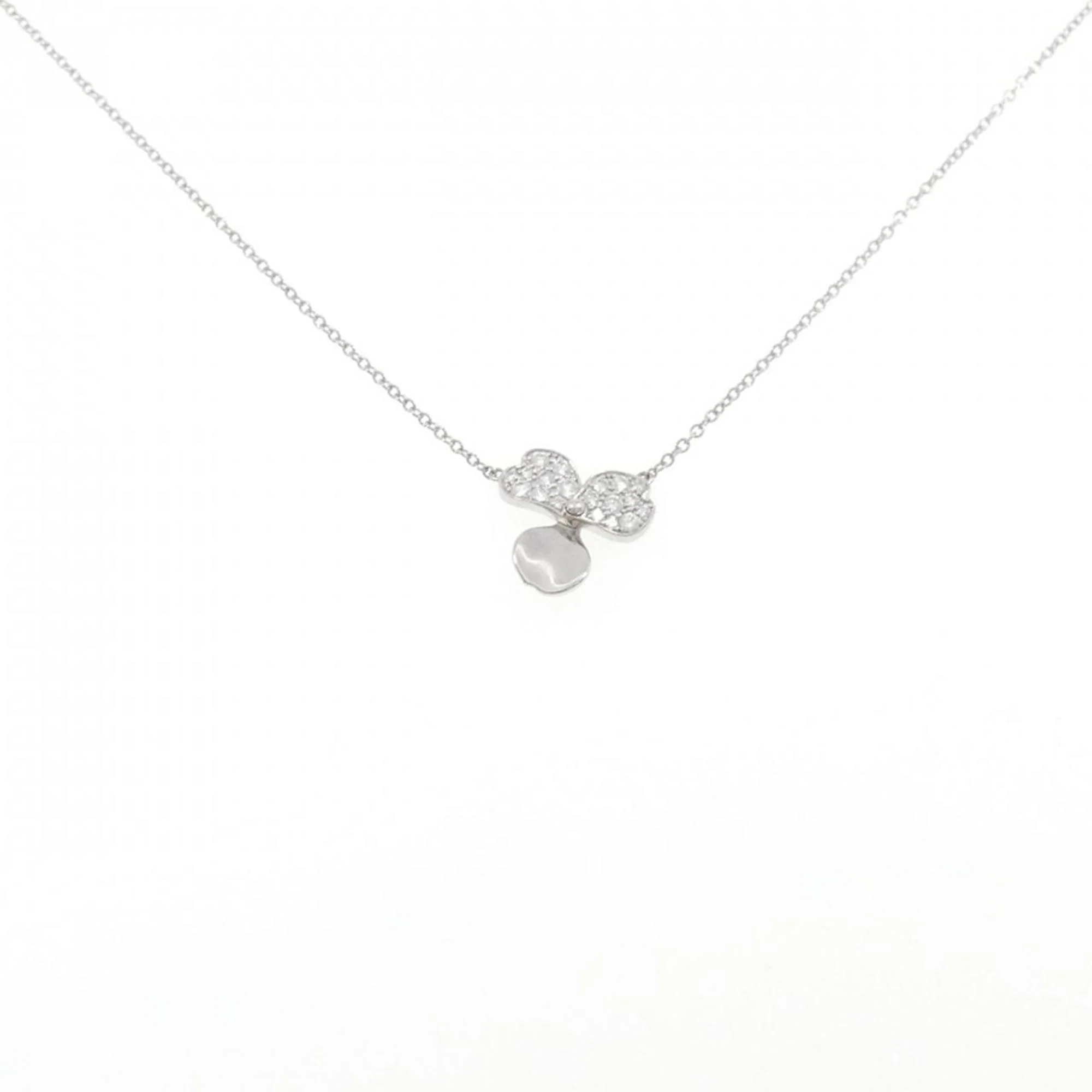 Paper Flower Pendant Necklace Platinum with Diamond