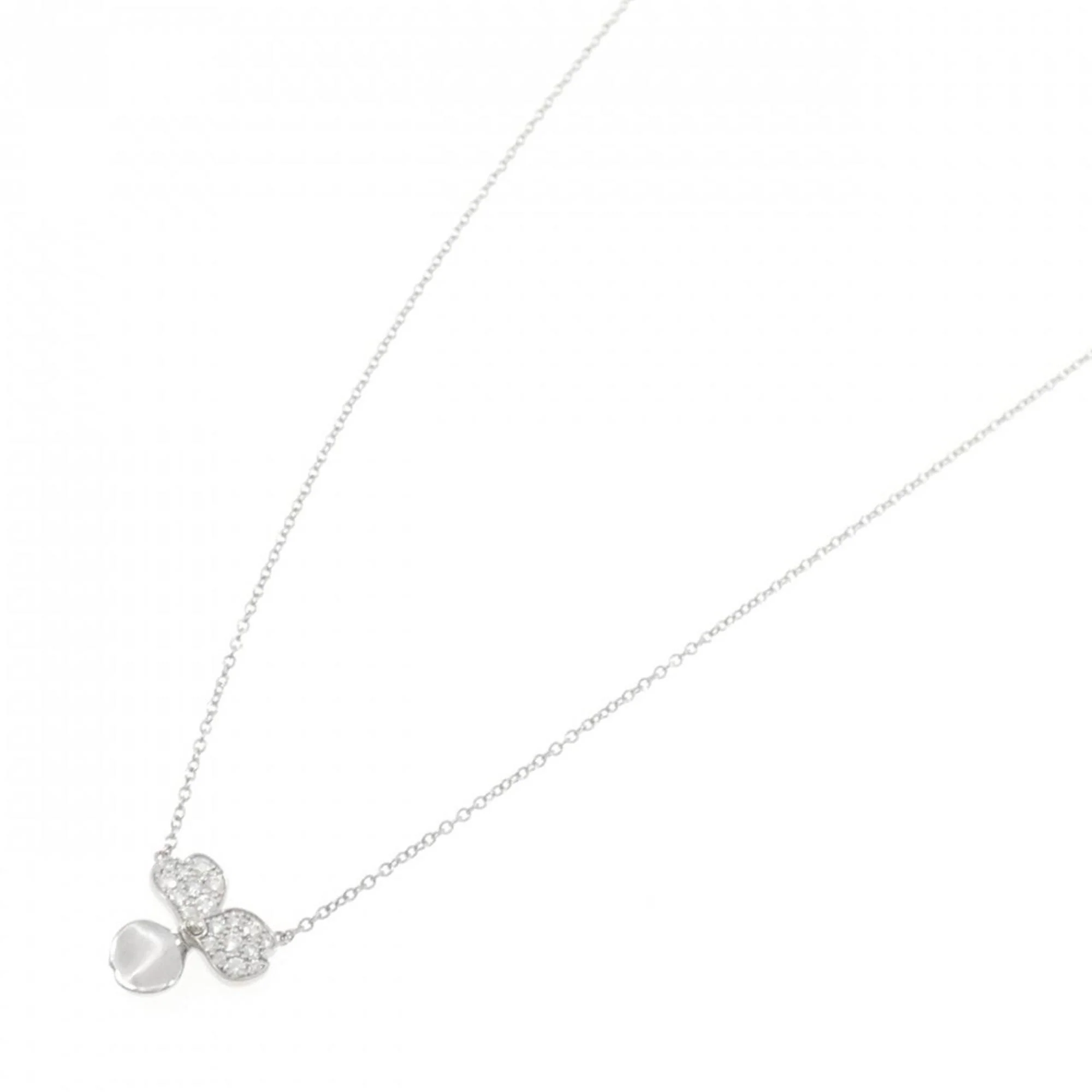 Paper Flower Pendant Necklace Platinum with Diamond - Image 2