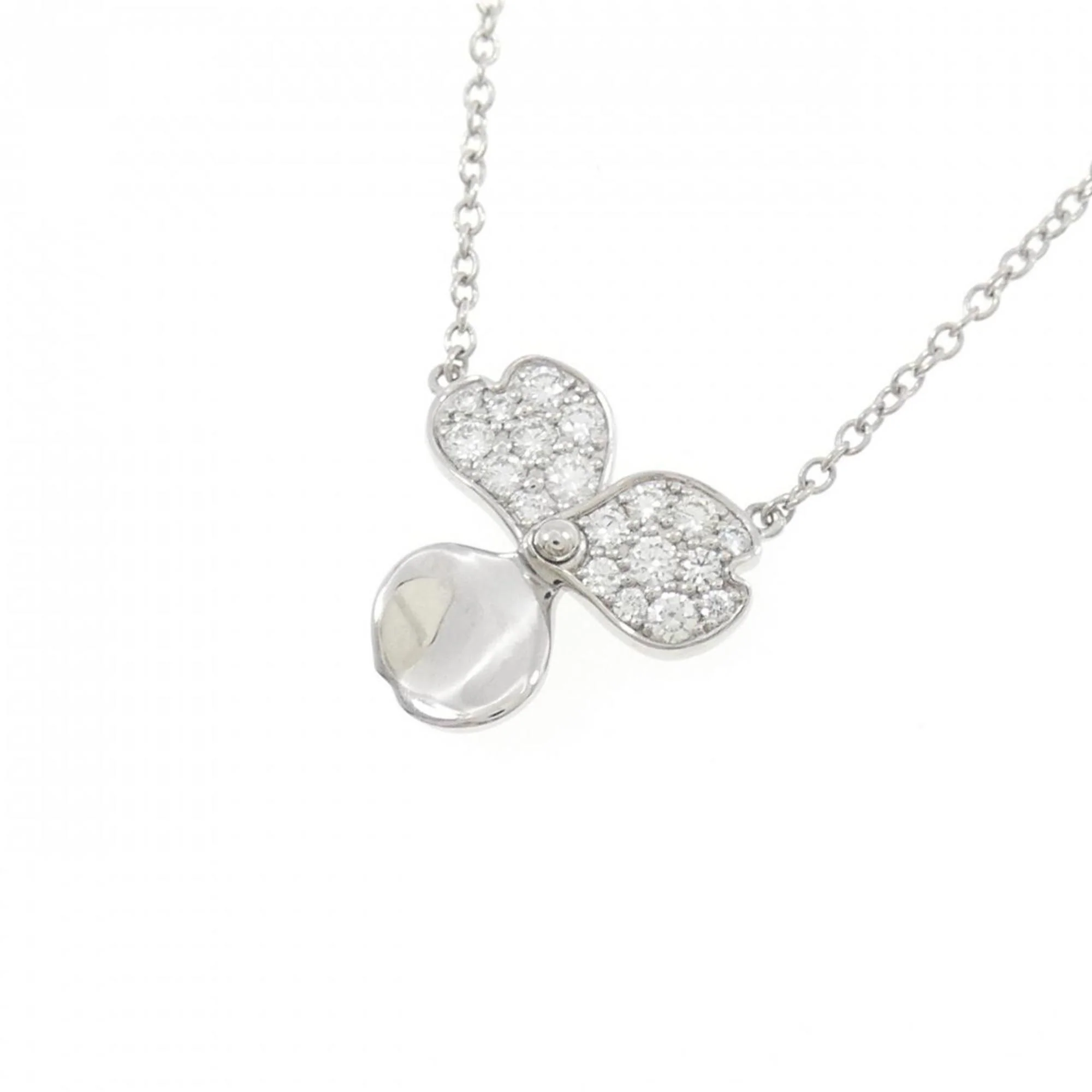 Paper Flower Pendant Necklace Platinum with Diamond - Image 3