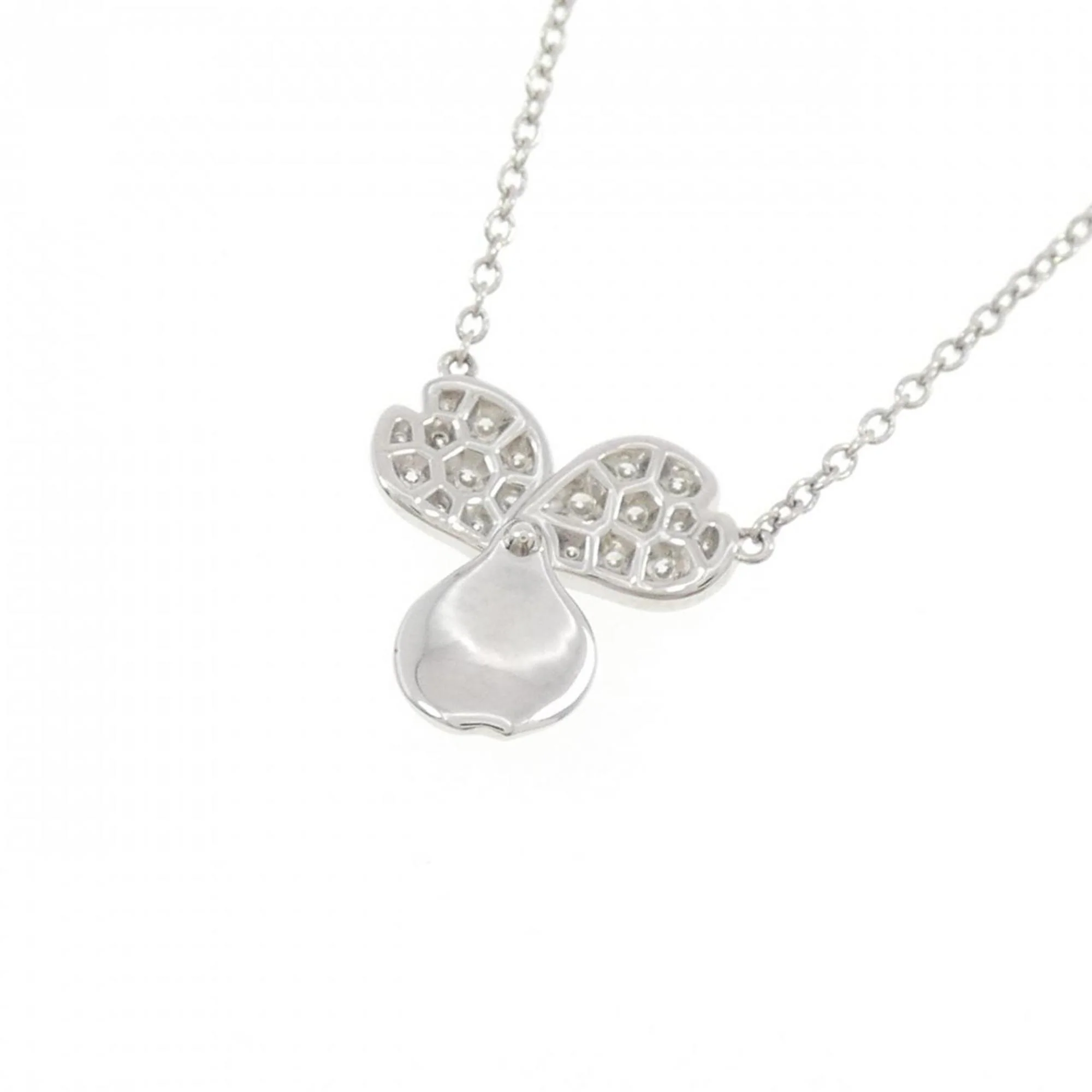 Paper Flower Pendant Necklace Platinum with Diamond - Image 4