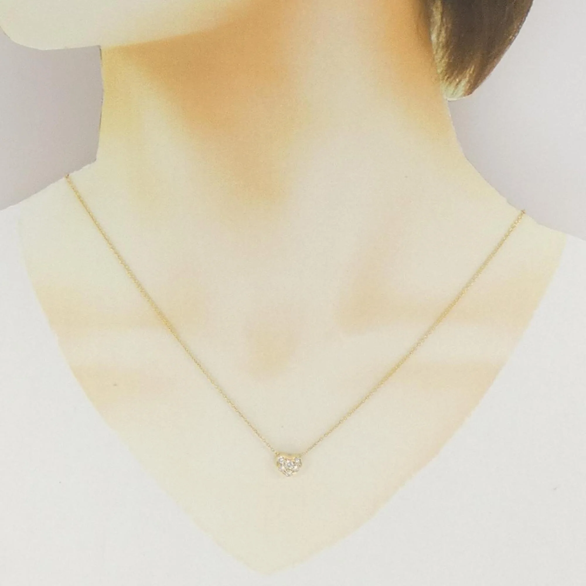 Pave Heart Pendant Necklace 18K Yellow Gold with Diamond - Image 6