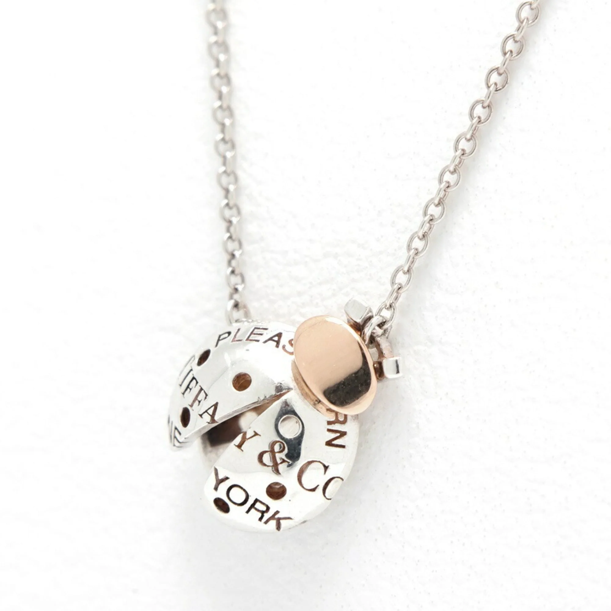 Pendant Necklace 18K Rose Gold and Sterling Silver