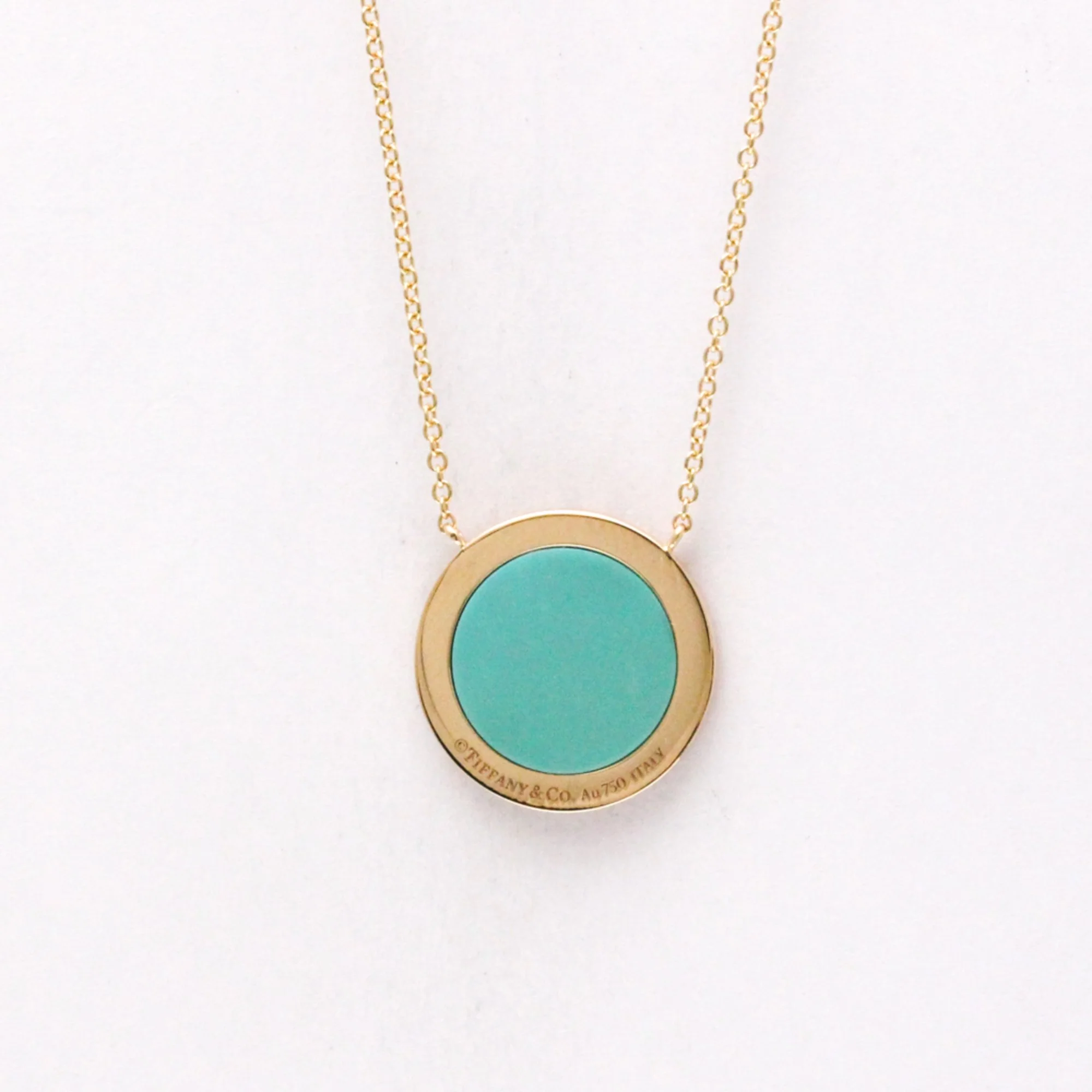 Pendant Necklace 18K Rose Gold With Diamond and Turquoise - Image 2