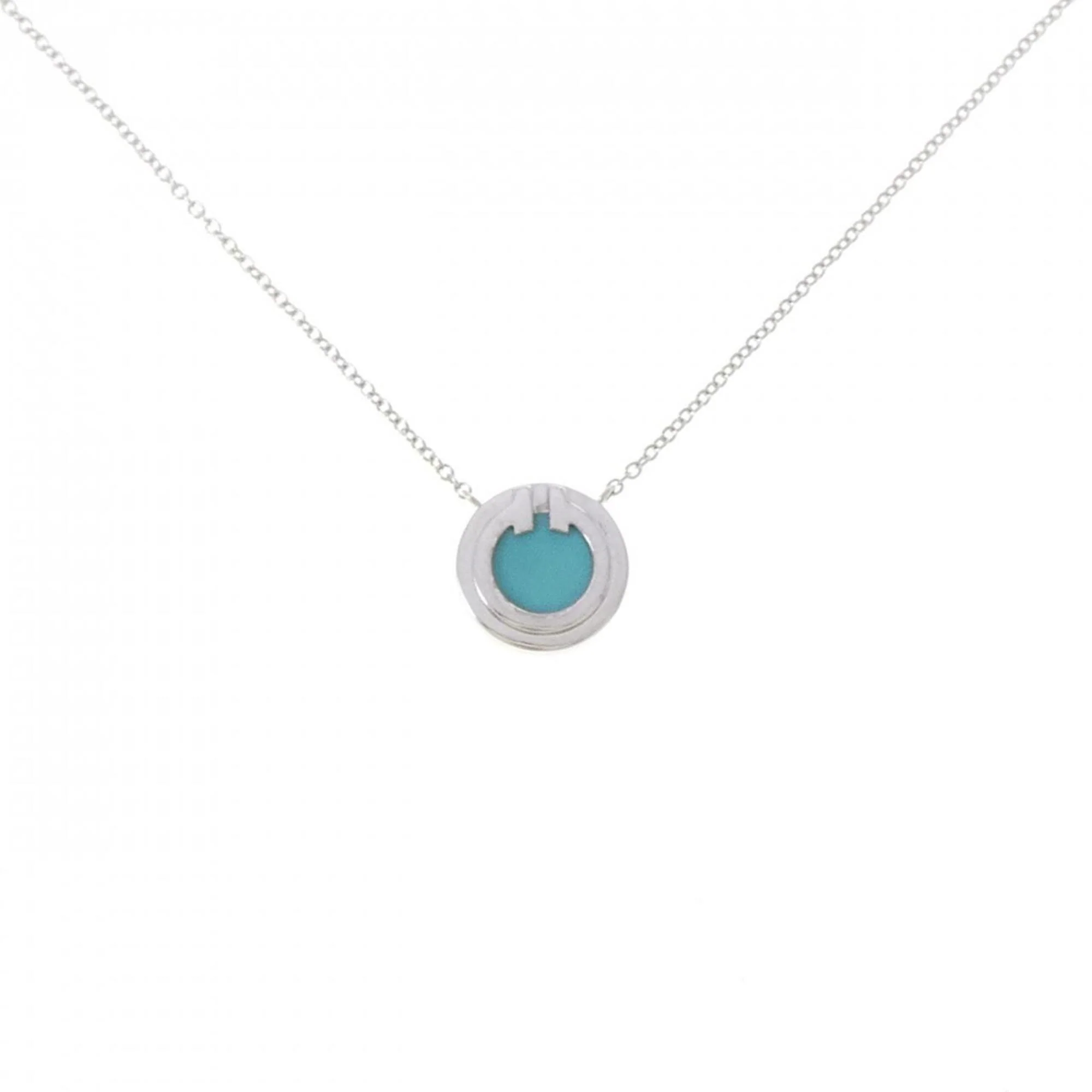 Pendant Necklace 18K White Gold with Turquoise