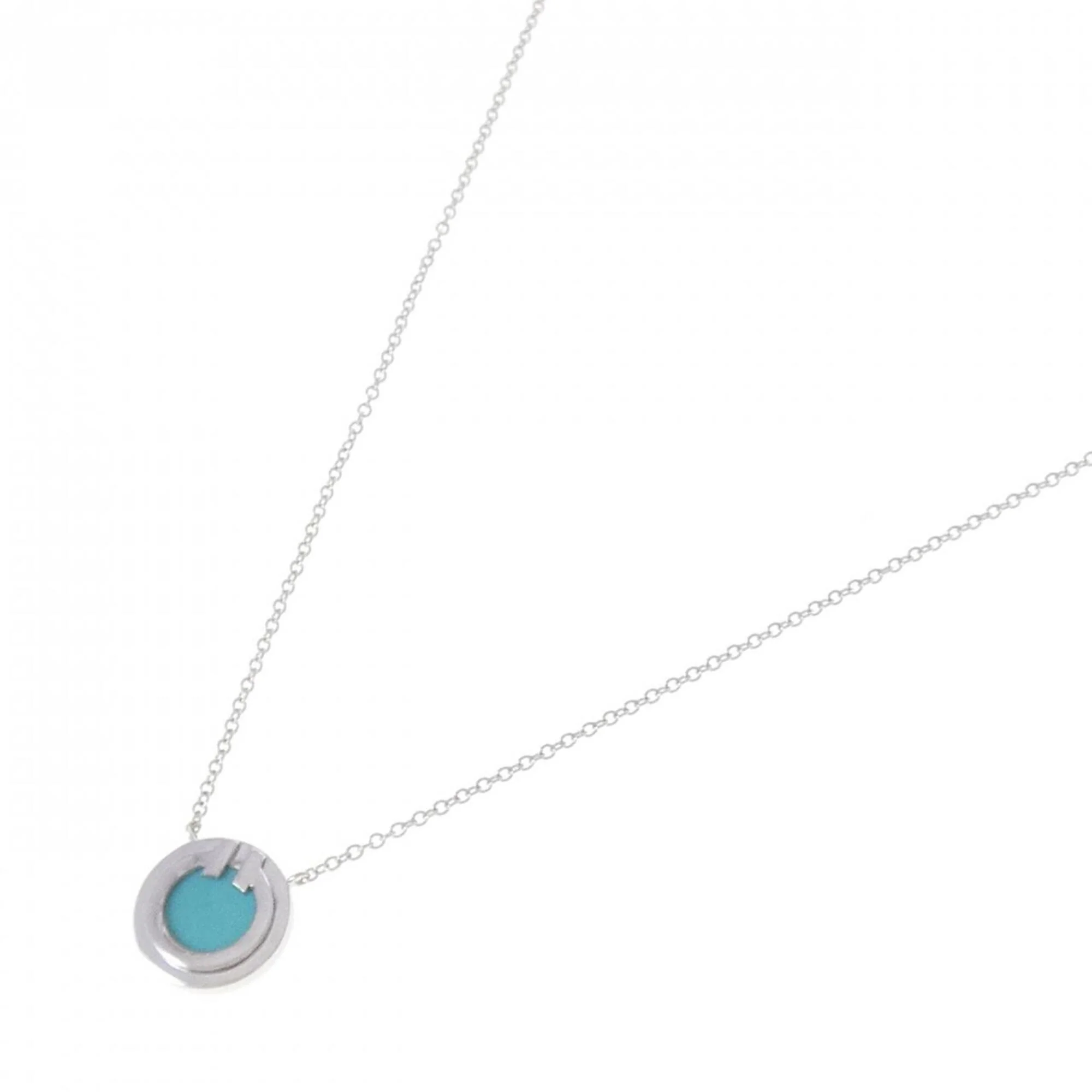 Pendant Necklace 18K White Gold with Turquoise - Image 2