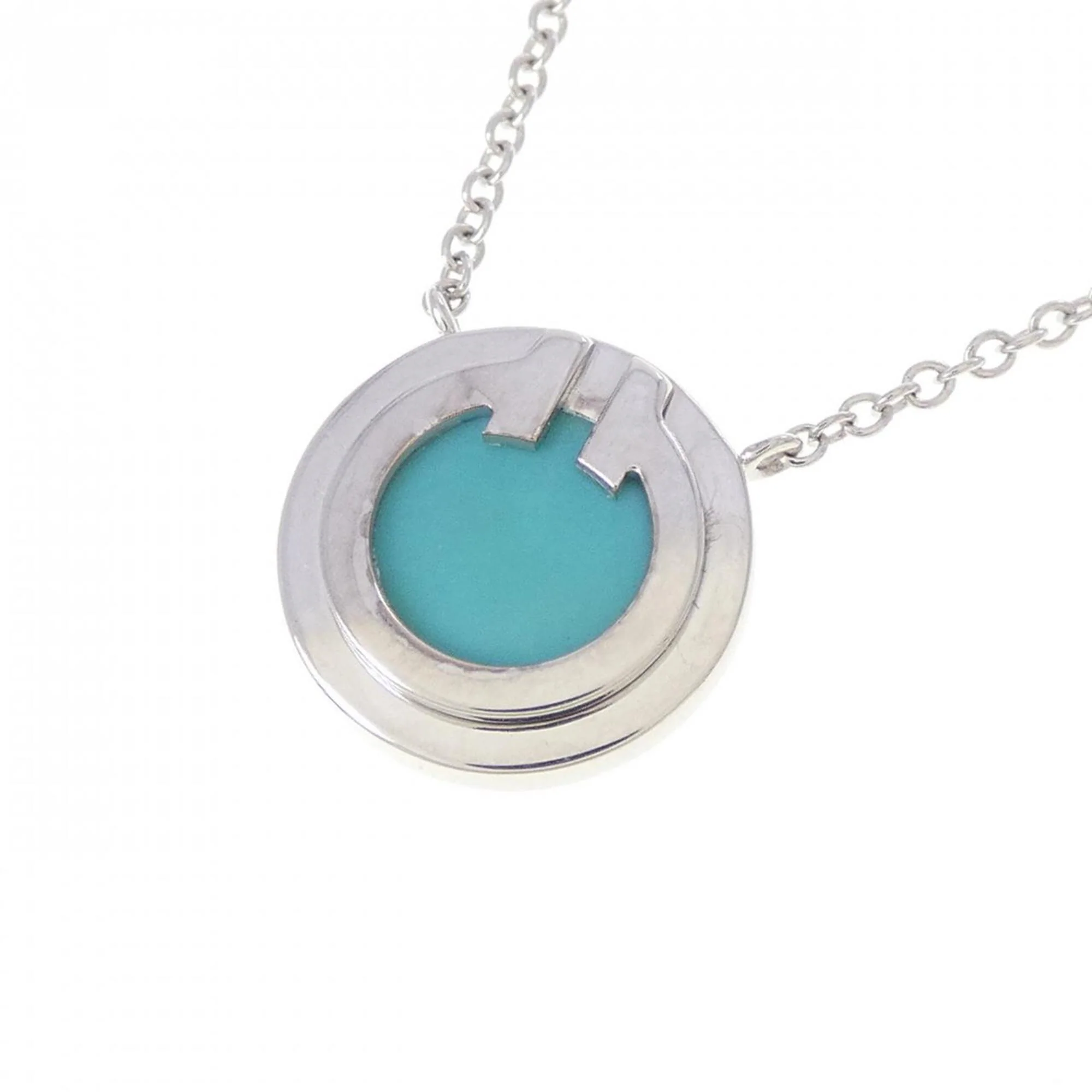 Pendant Necklace 18K White Gold with Turquoise - Image 3