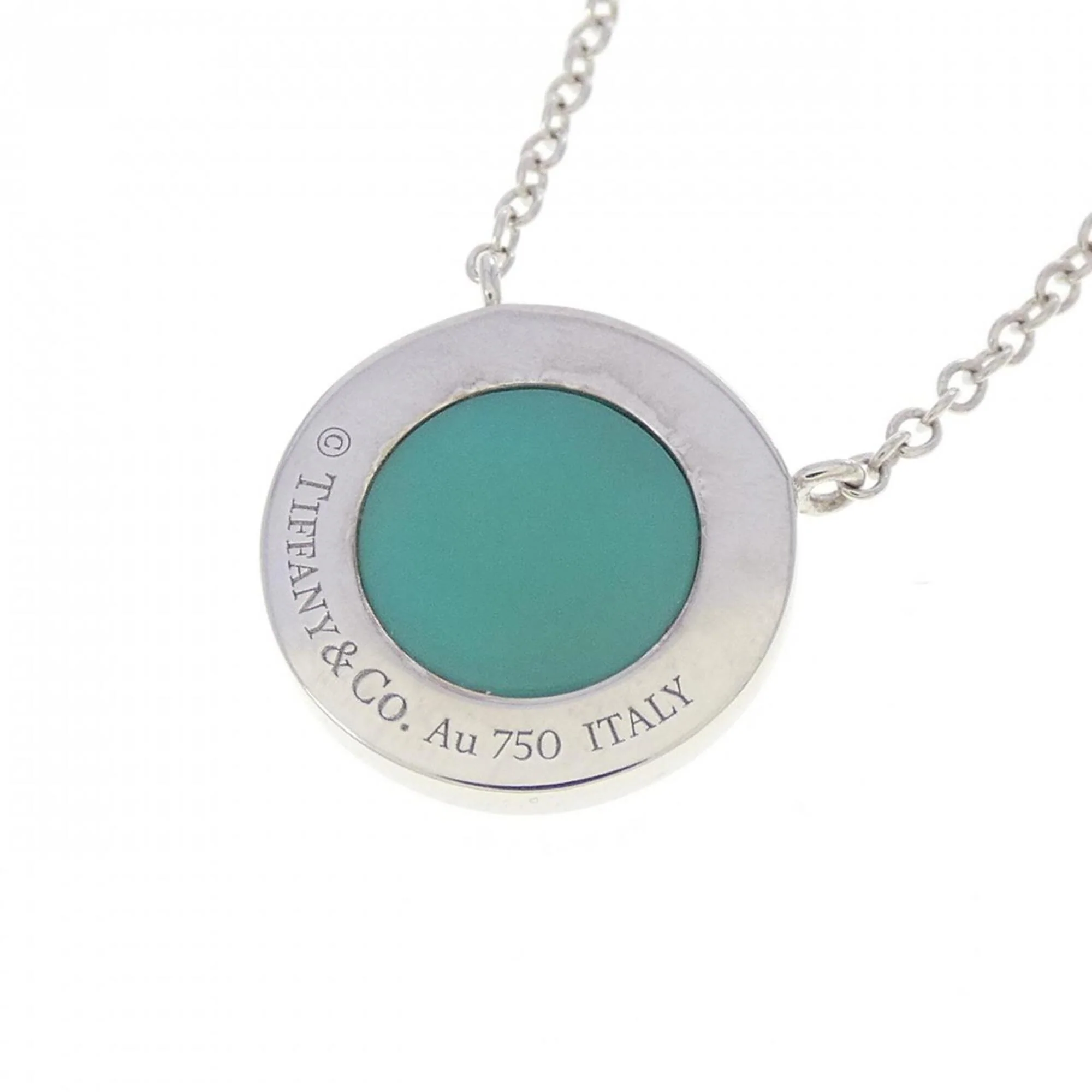 Pendant Necklace 18K White Gold with Turquoise - Image 4