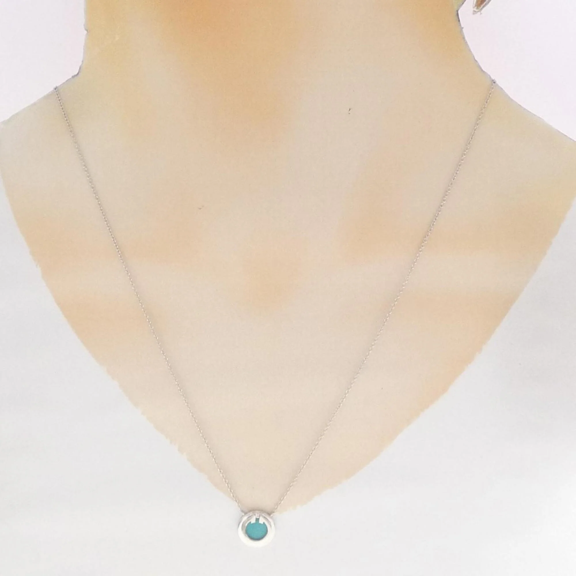 Pendant Necklace 18K White Gold with Turquoise - Image 6
