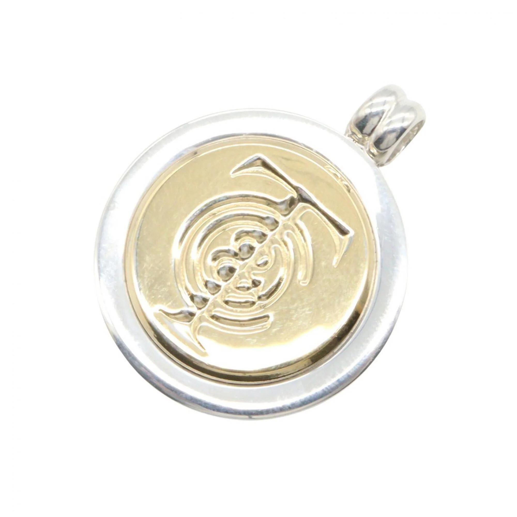 Pendant Necklace 18K Yellow Gold and Stainless Steel