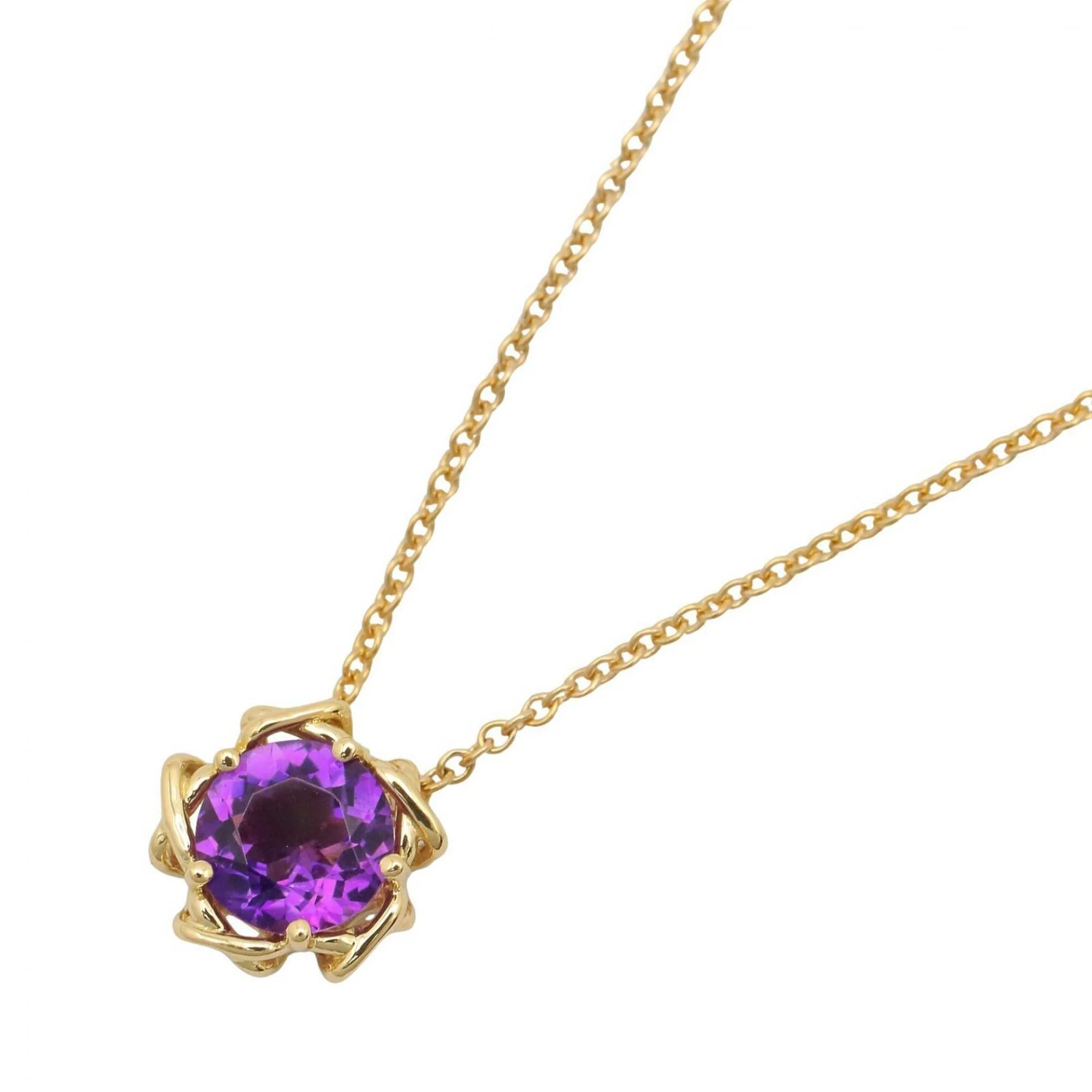 Pendant Necklace 18K Yellow Gold with Amethyst