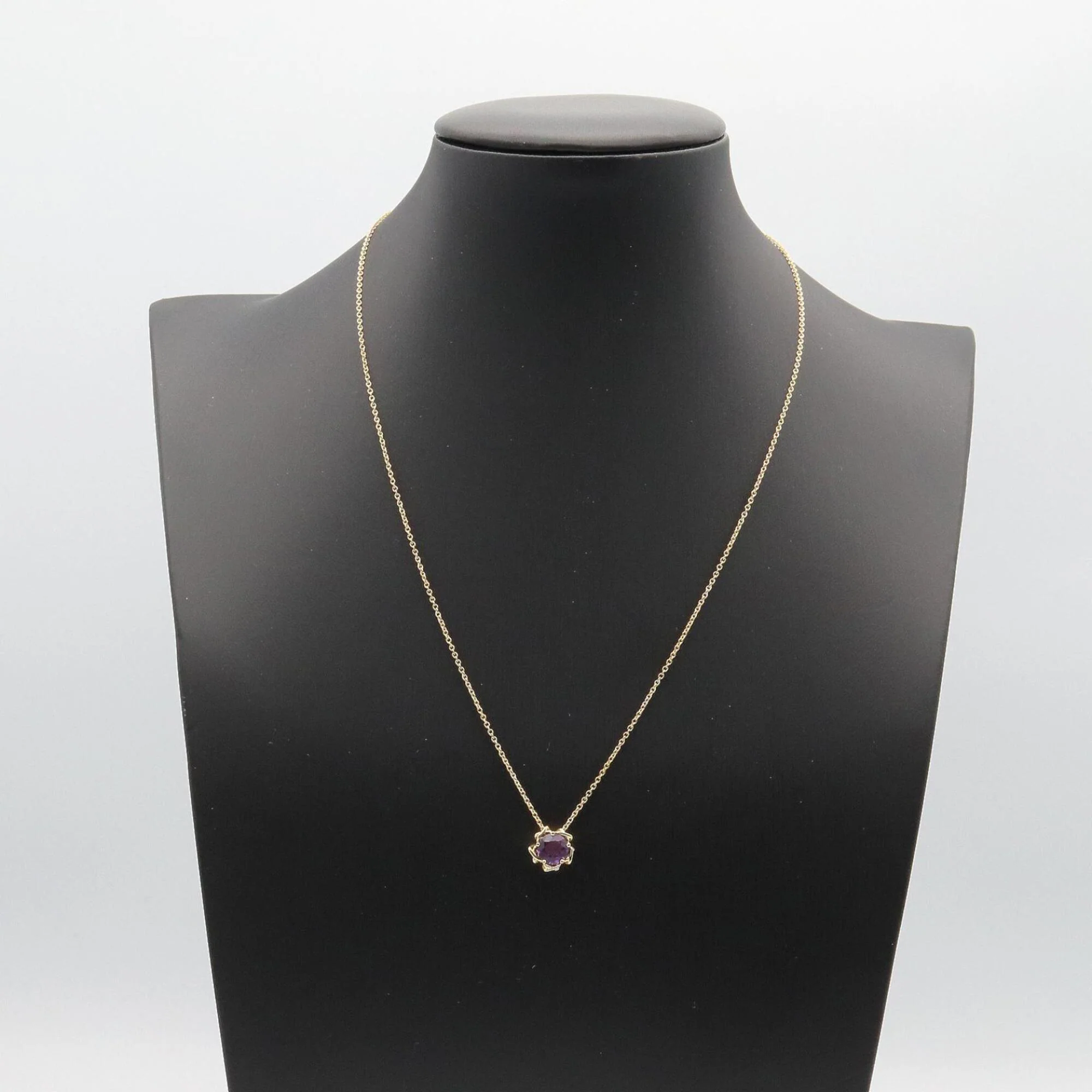 Pendant Necklace 18K Yellow Gold with Amethyst - Image 6