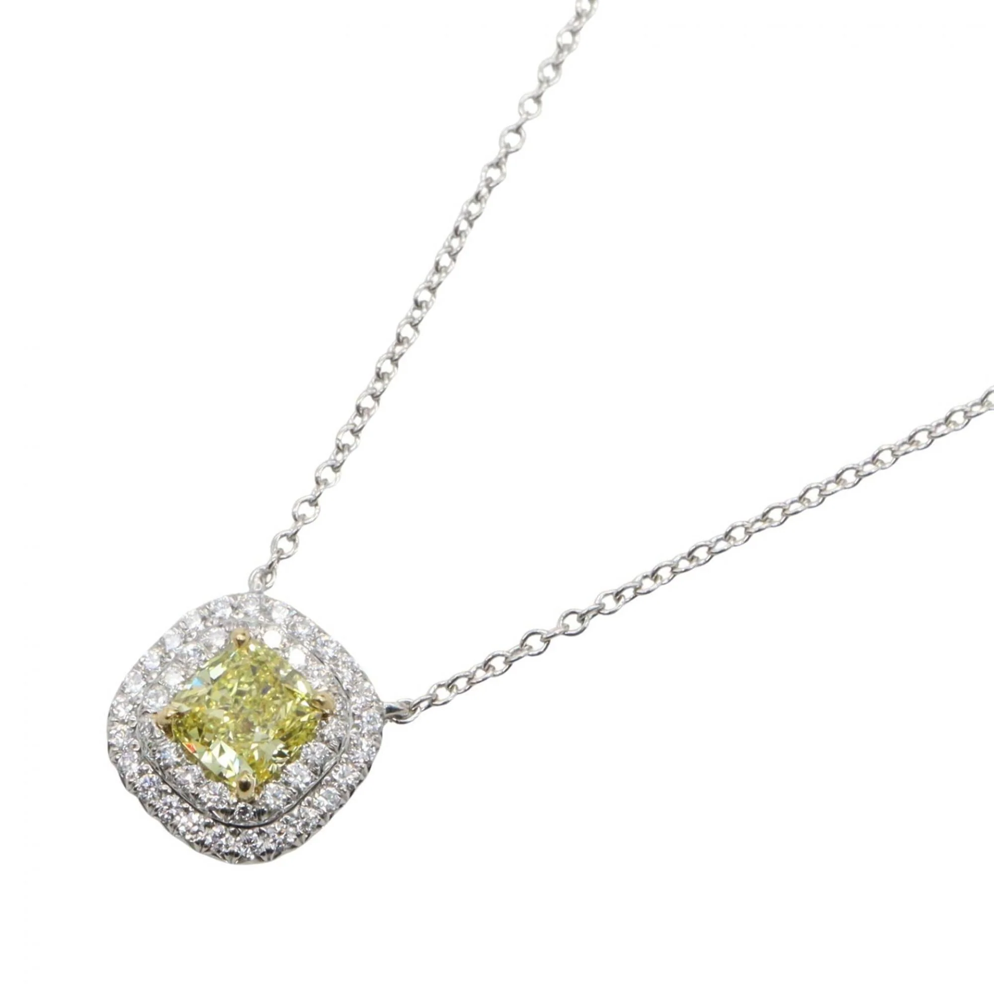 Pendant Necklace Platinum and 18K Yellow Gold with Diamond