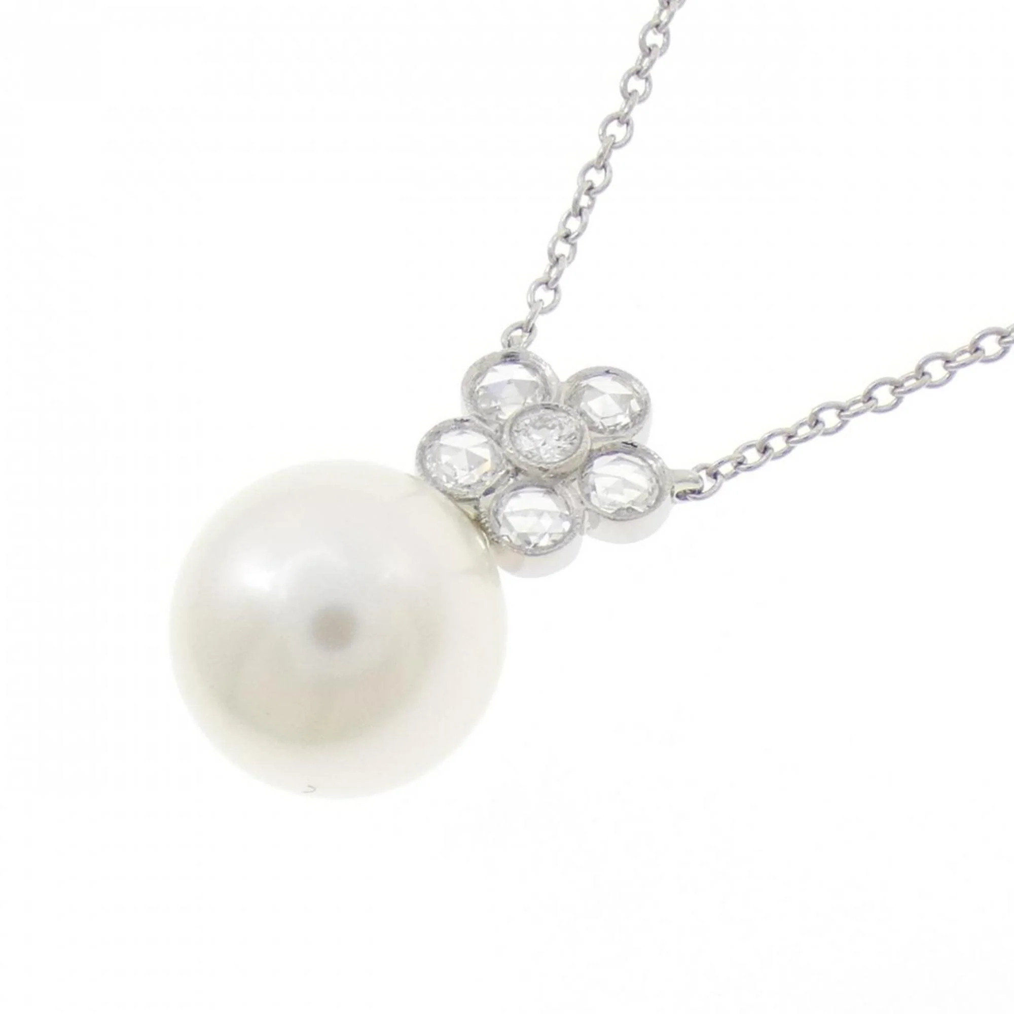 Pendant Necklace Platinum with Diamond and Pearl - Image 3