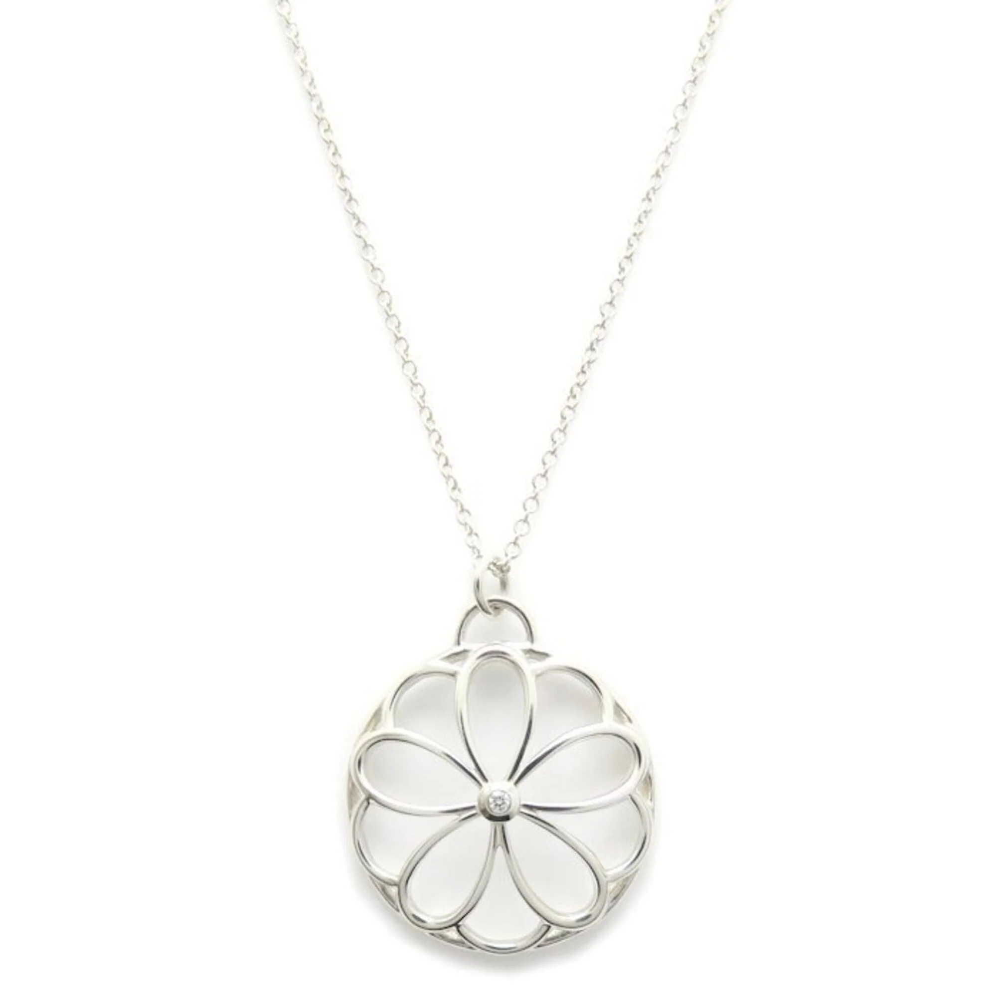 Pendant Necklace Sterling Silver with Diamond