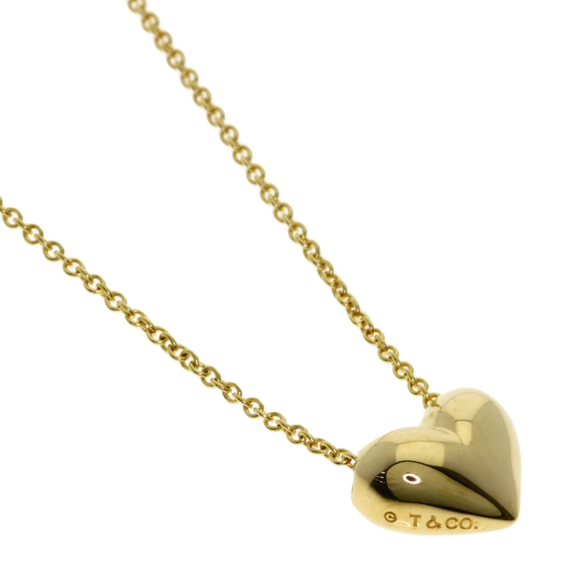Pinched Heart Pendant Necklace 18K Yellow Gold - Image 4