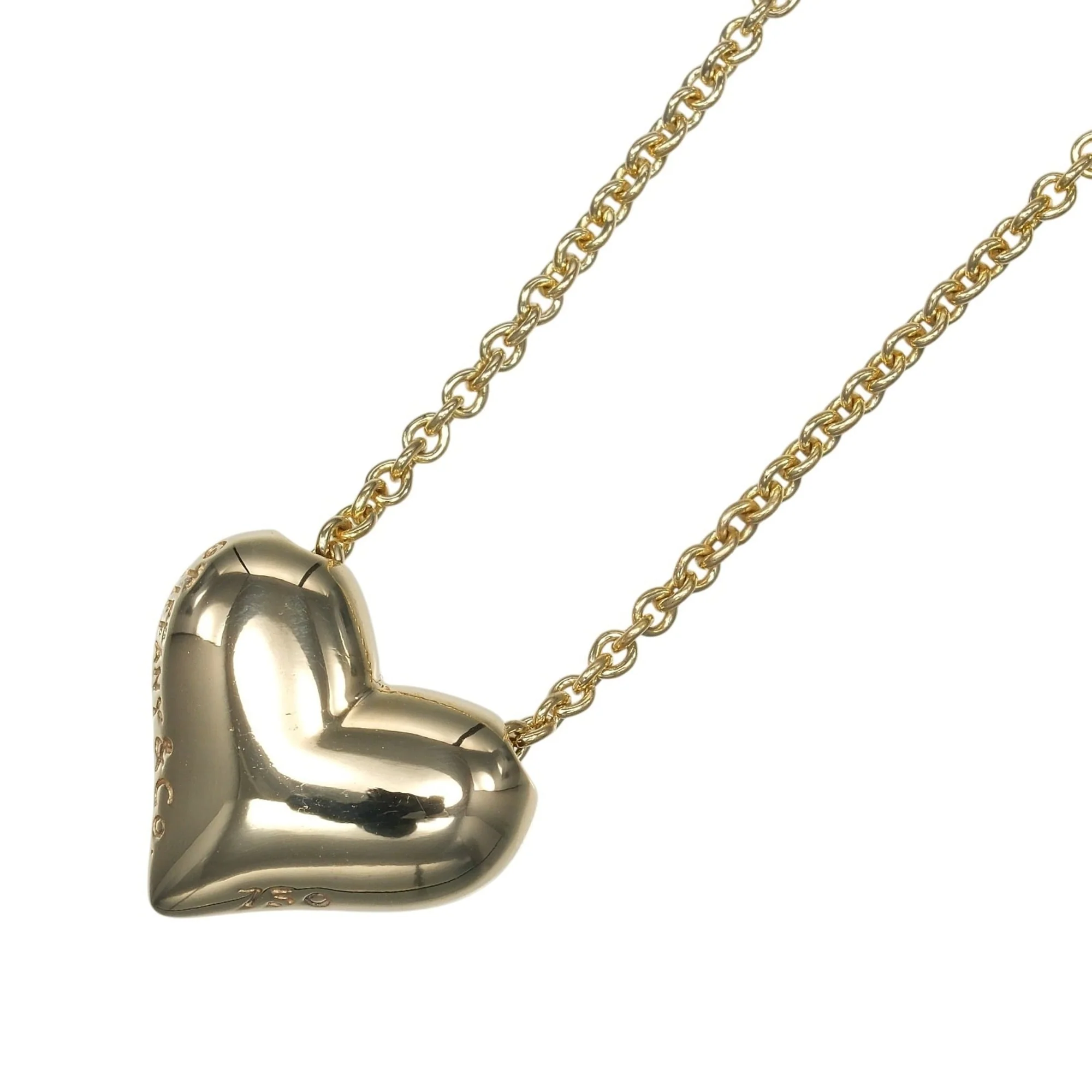Pinched Heart Pendant Necklace 18K Yellow Gold - Image 3