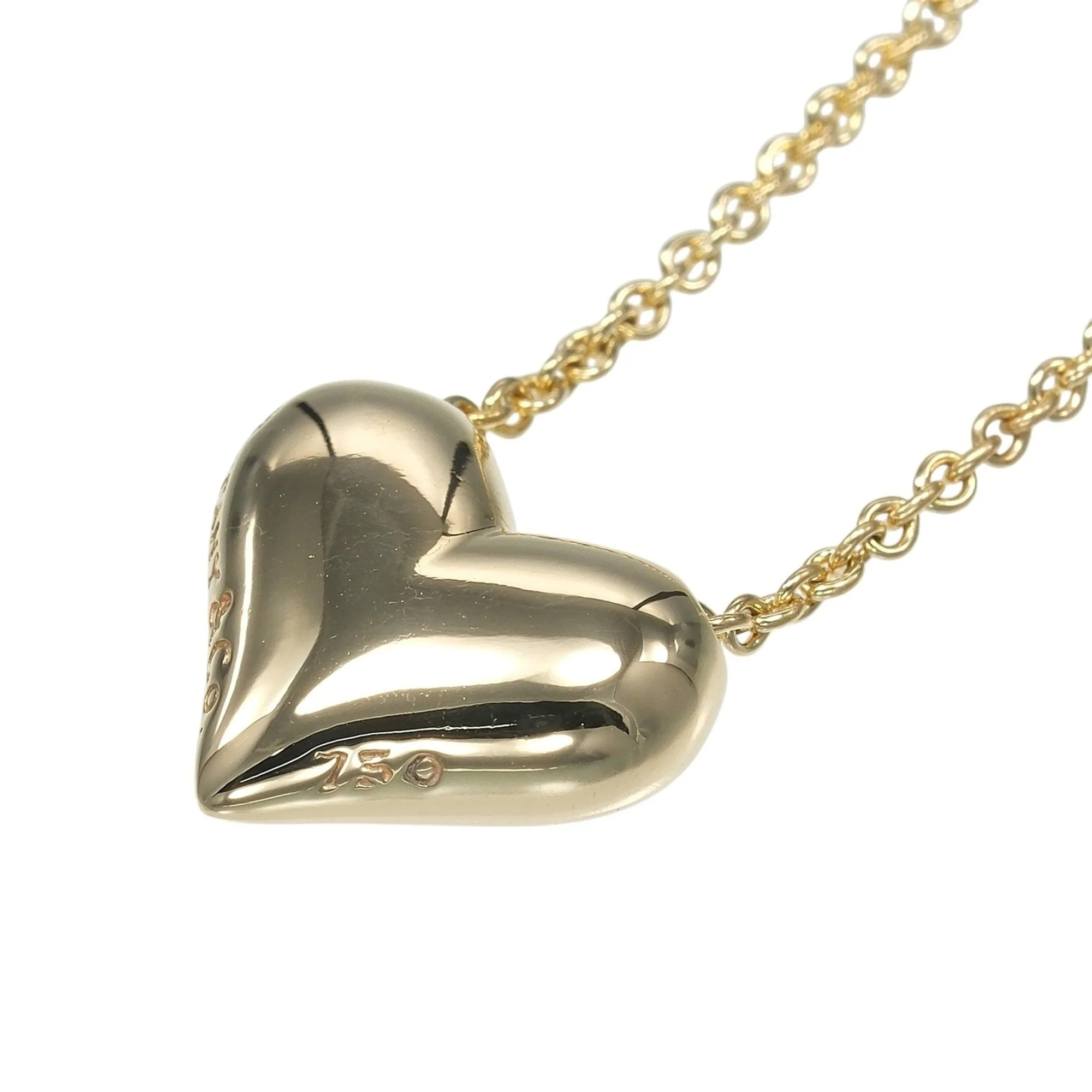 Pinched Heart Pendant Necklace 18K Yellow Gold - Image 4