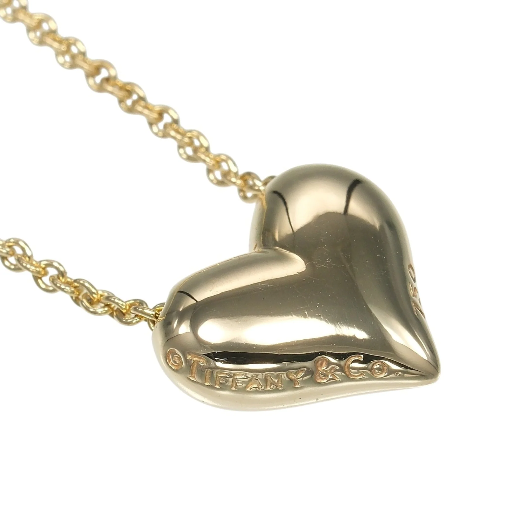 Pinched Heart Pendant Necklace 18K Yellow Gold - Image 5