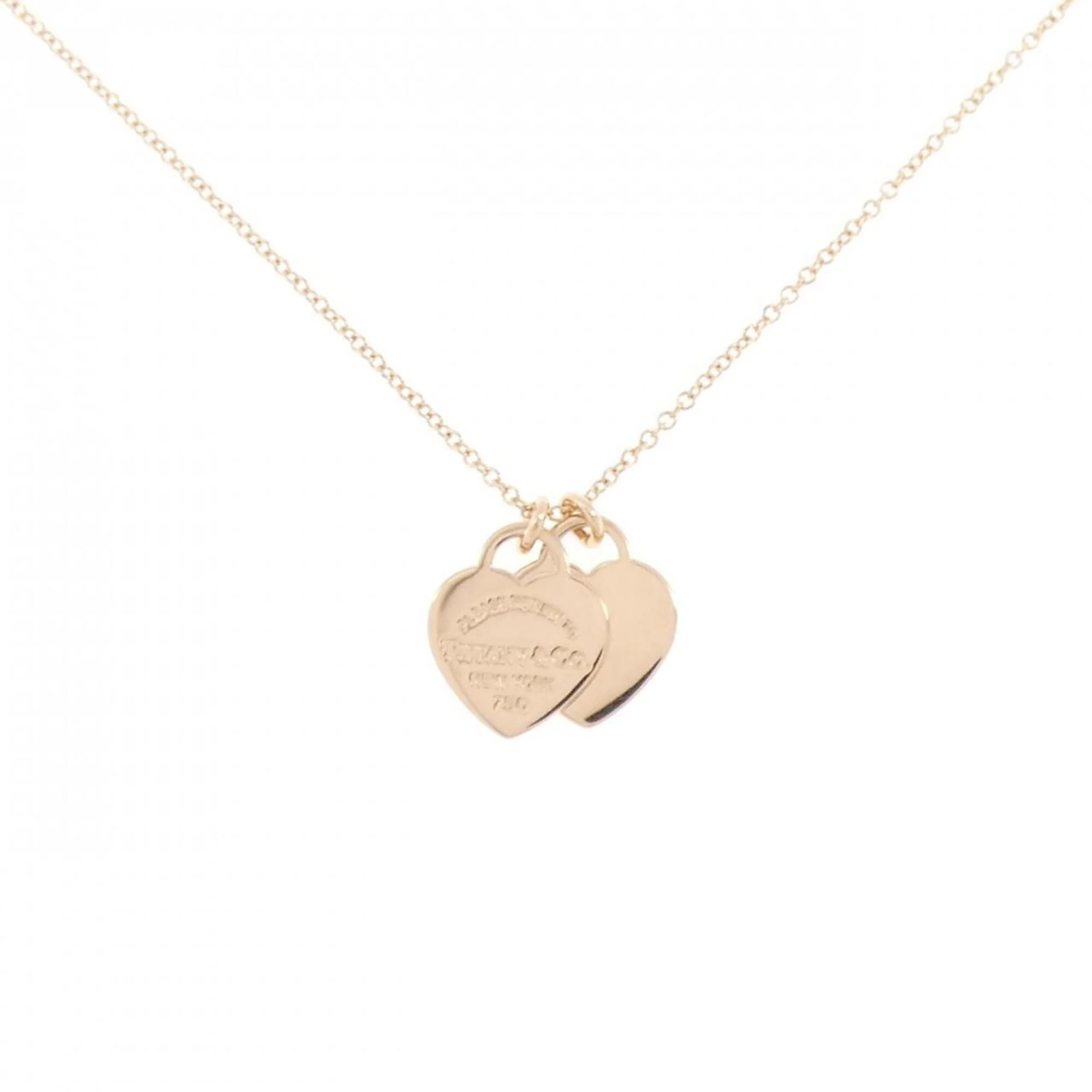 Return To Double Heart Pendant Necklace 18K Rose Gold