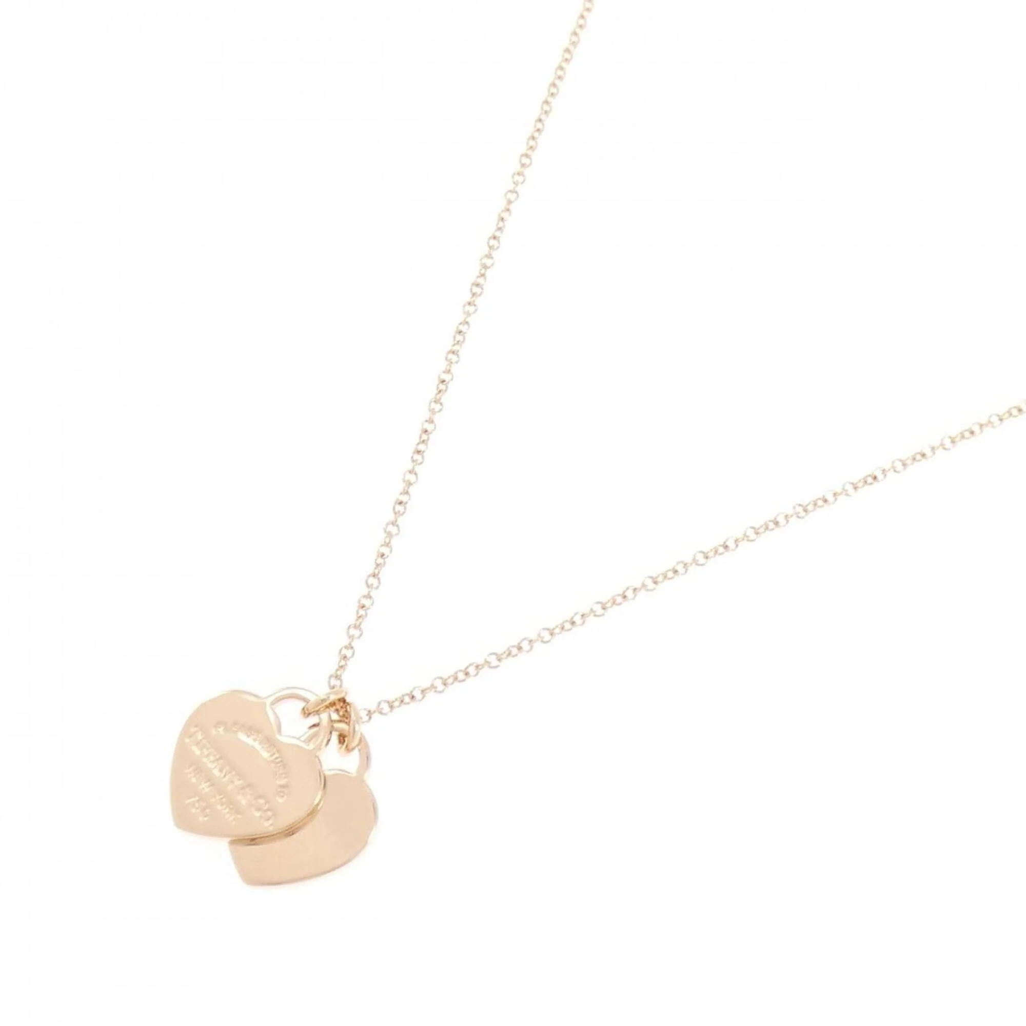 Return To Double Heart Pendant Necklace 18K Rose Gold - Image 2