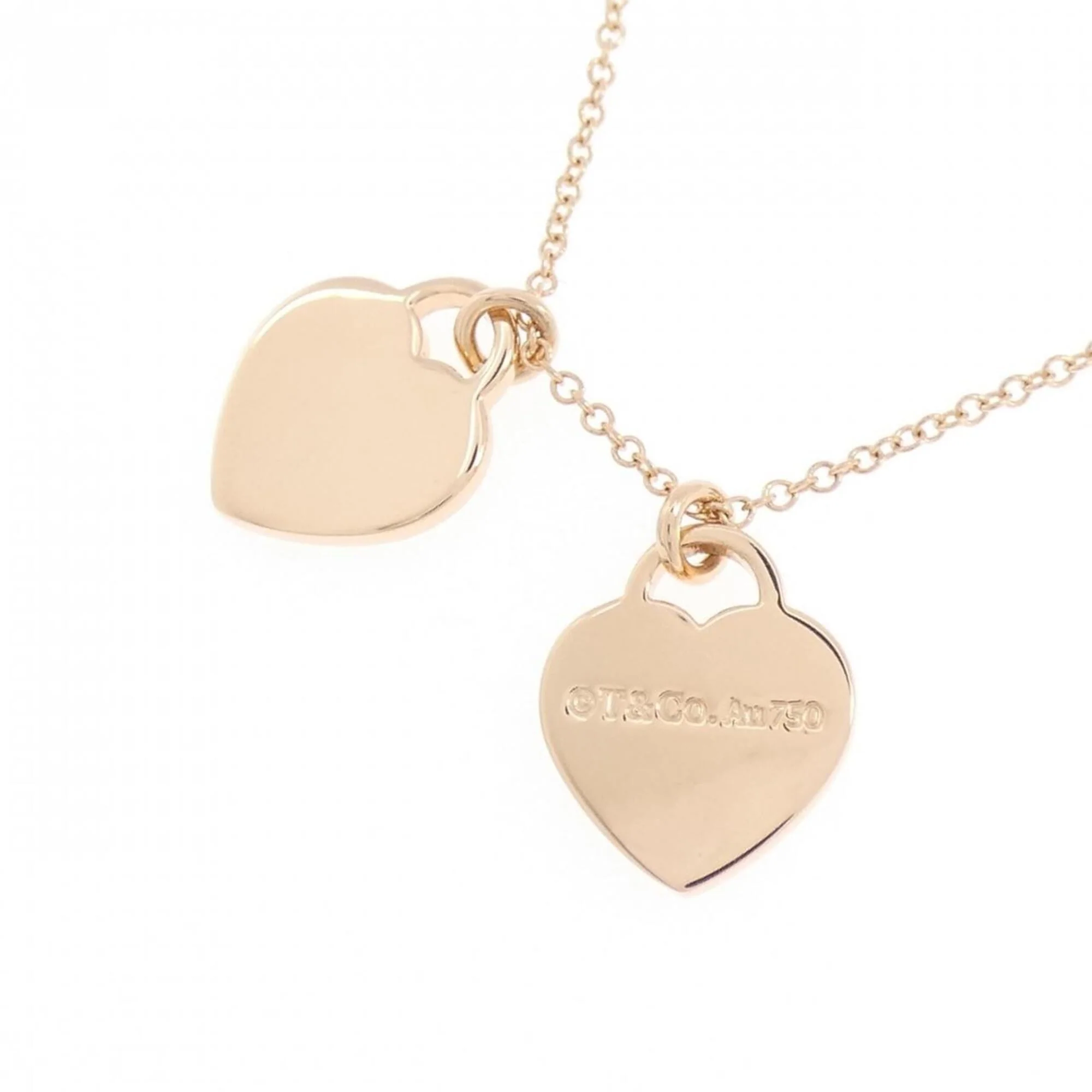 Return To Double Heart Pendant Necklace 18K Rose Gold - Image 4