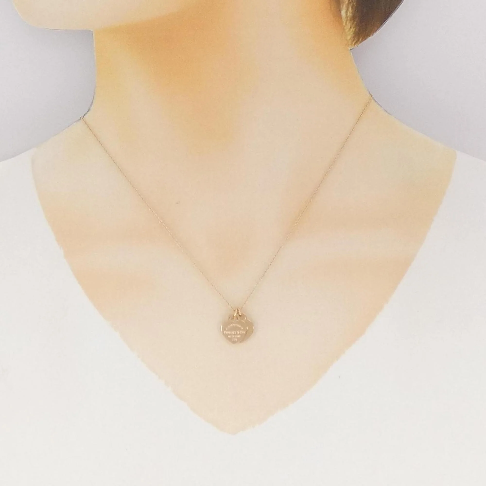 Return To Double Heart Pendant Necklace 18K Rose Gold - Image 6
