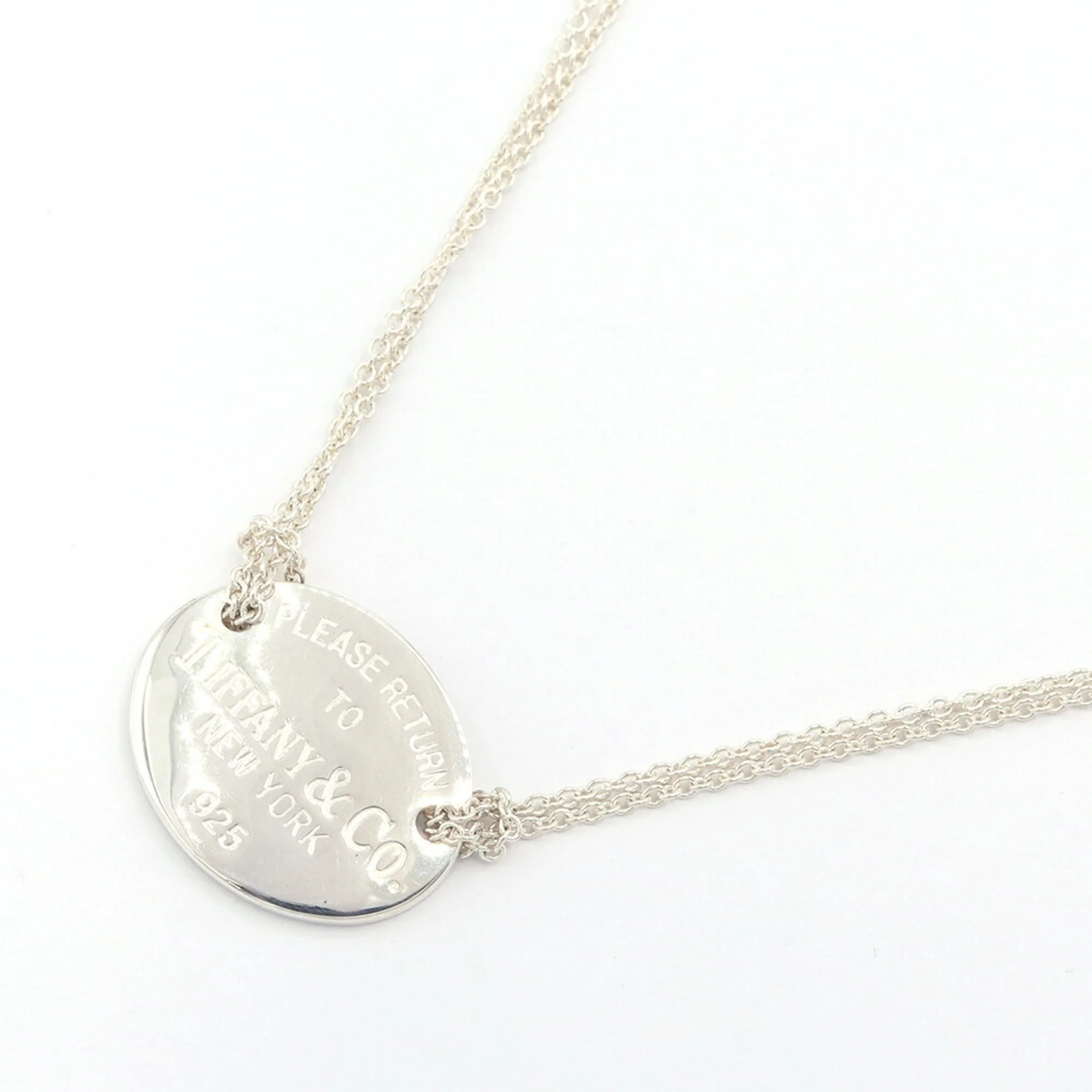 Return To Tiffany Chain Oval Pendant Necklace Sterling Silver