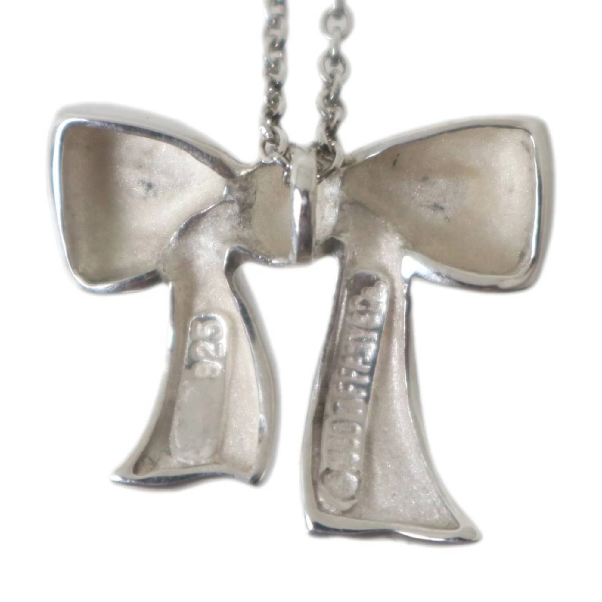 Ribbon Motif Pendant Necklace Sterling Silver - Image 5