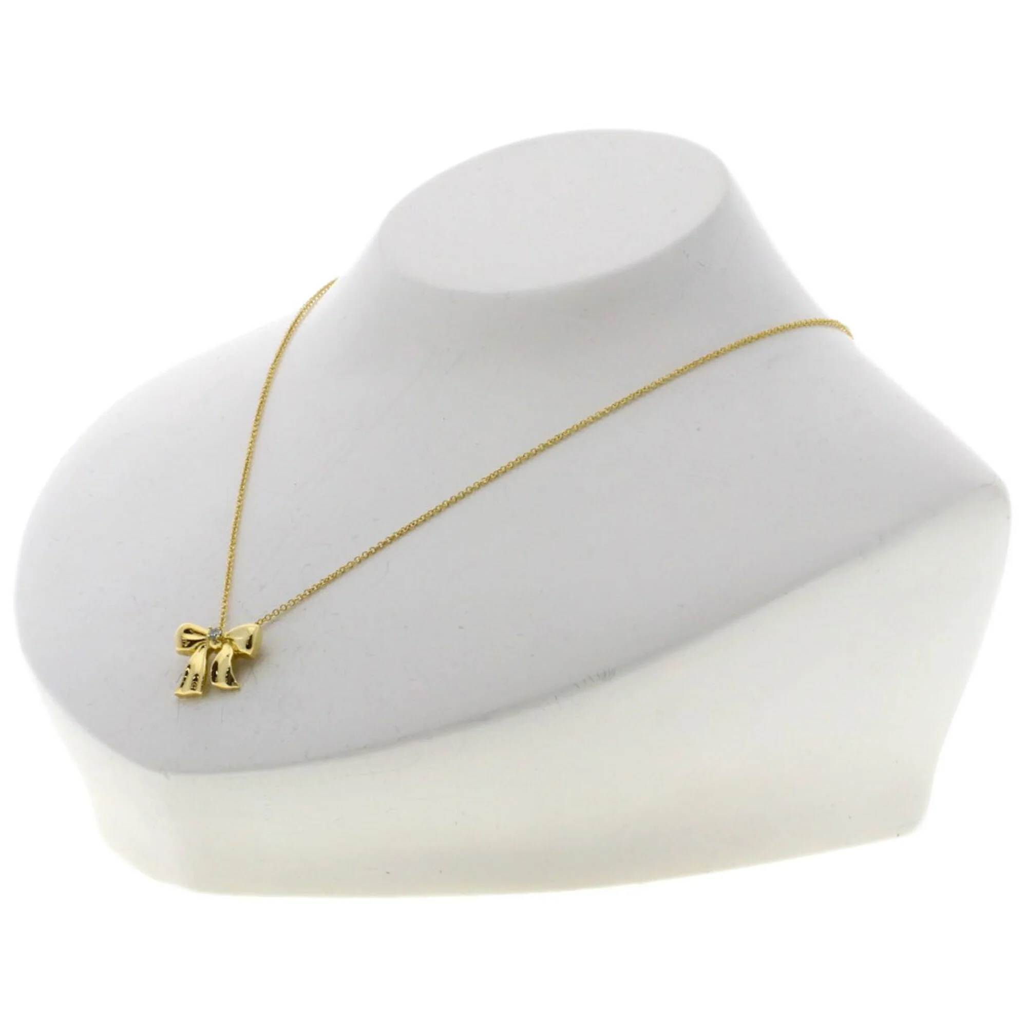 Ribbon Pendant Necklace 18K Yellow Gold with Diamond - Image 5