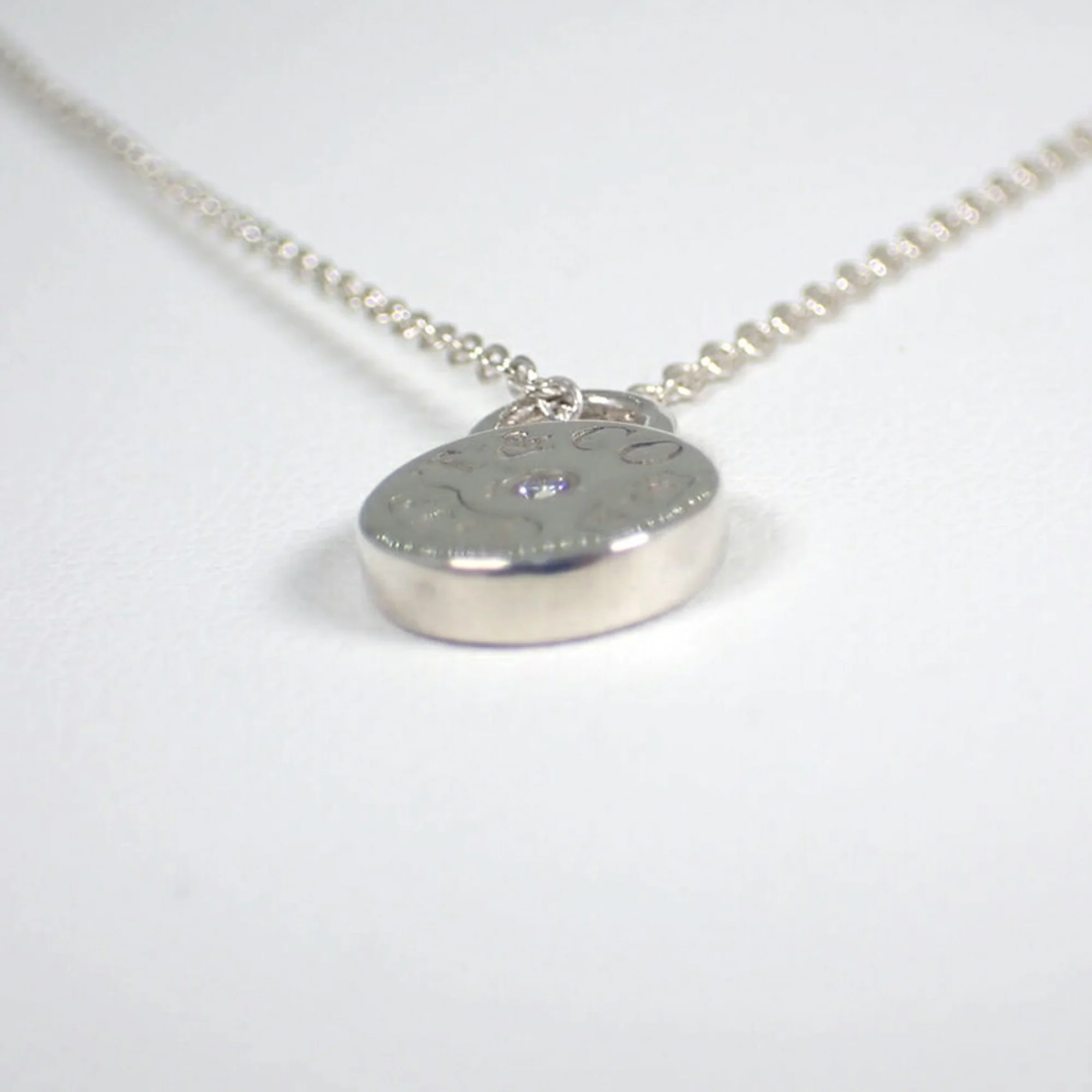 Round Lock Pendant Necklace Sterling Silver with Diamond - Image 5