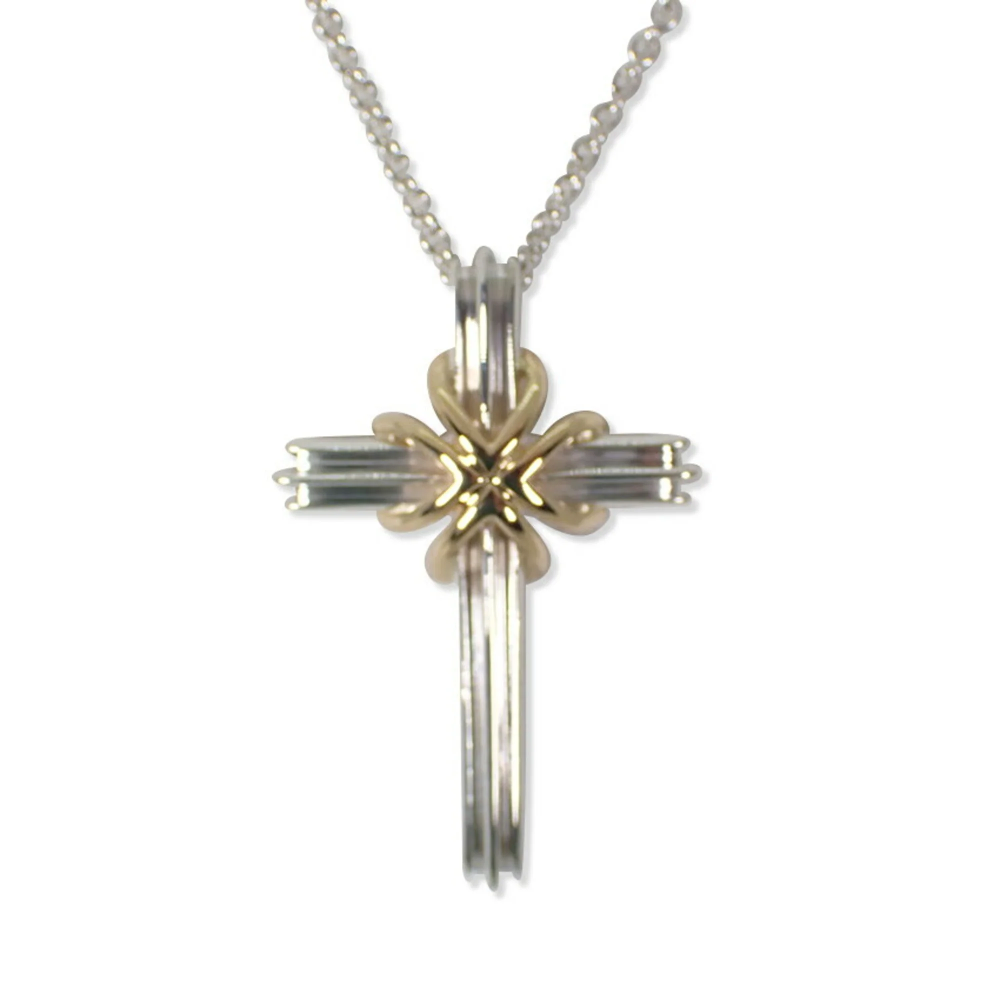 Signature Cross Pendant Necklace Sterling Silver and 18K Yellow Gold - Image 2