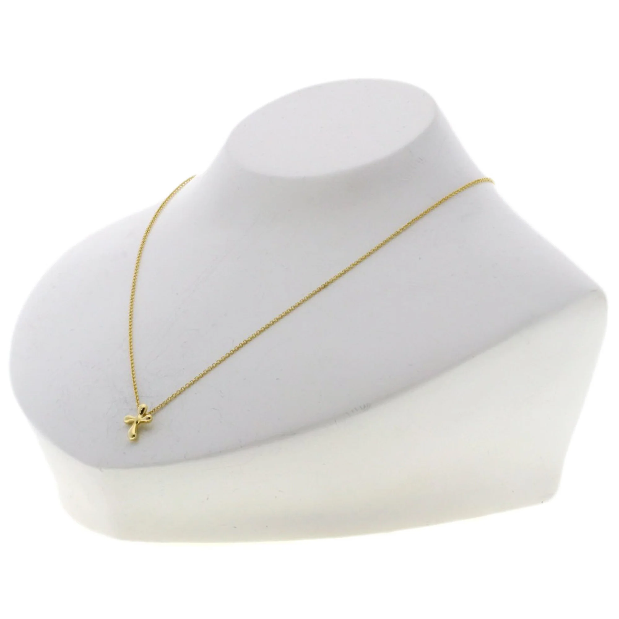 Small Cross Pendant Necklace 18K Yellow Gold - Image 5