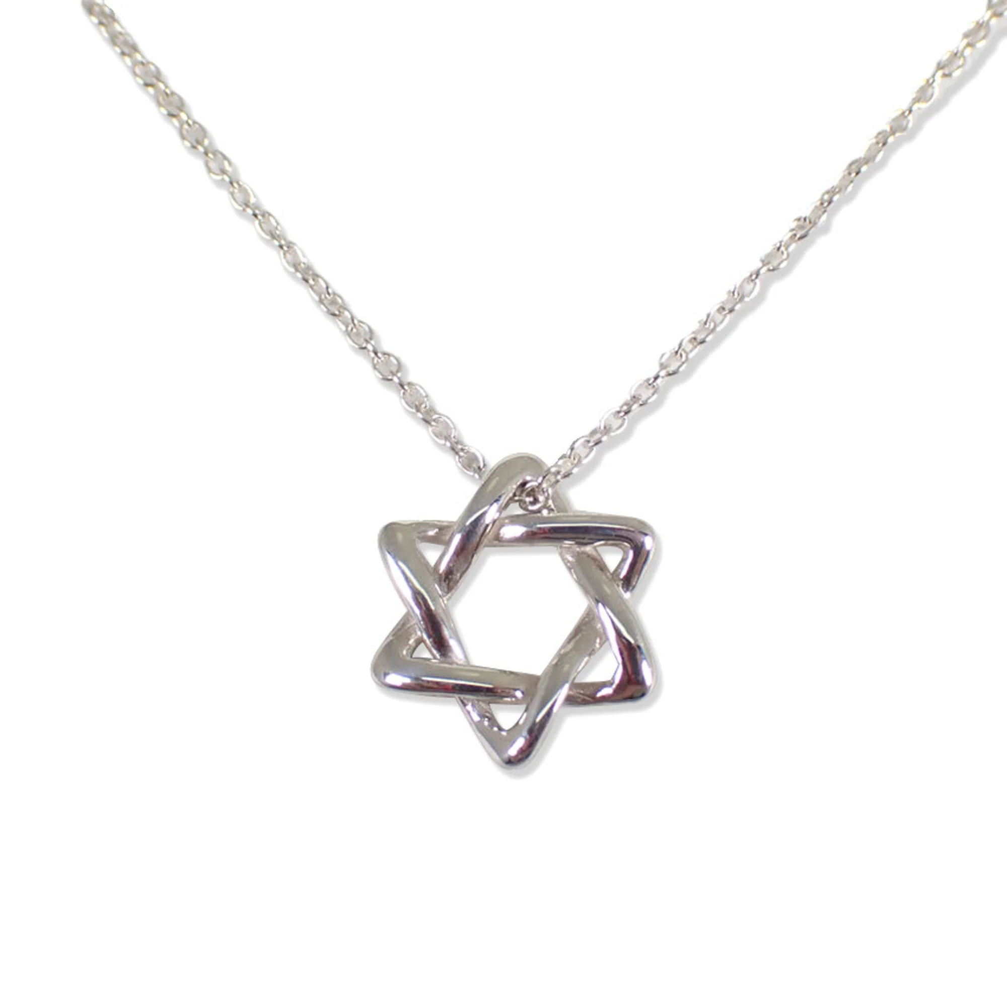 Star Of David Pendant Necklace Sterling Silver Small