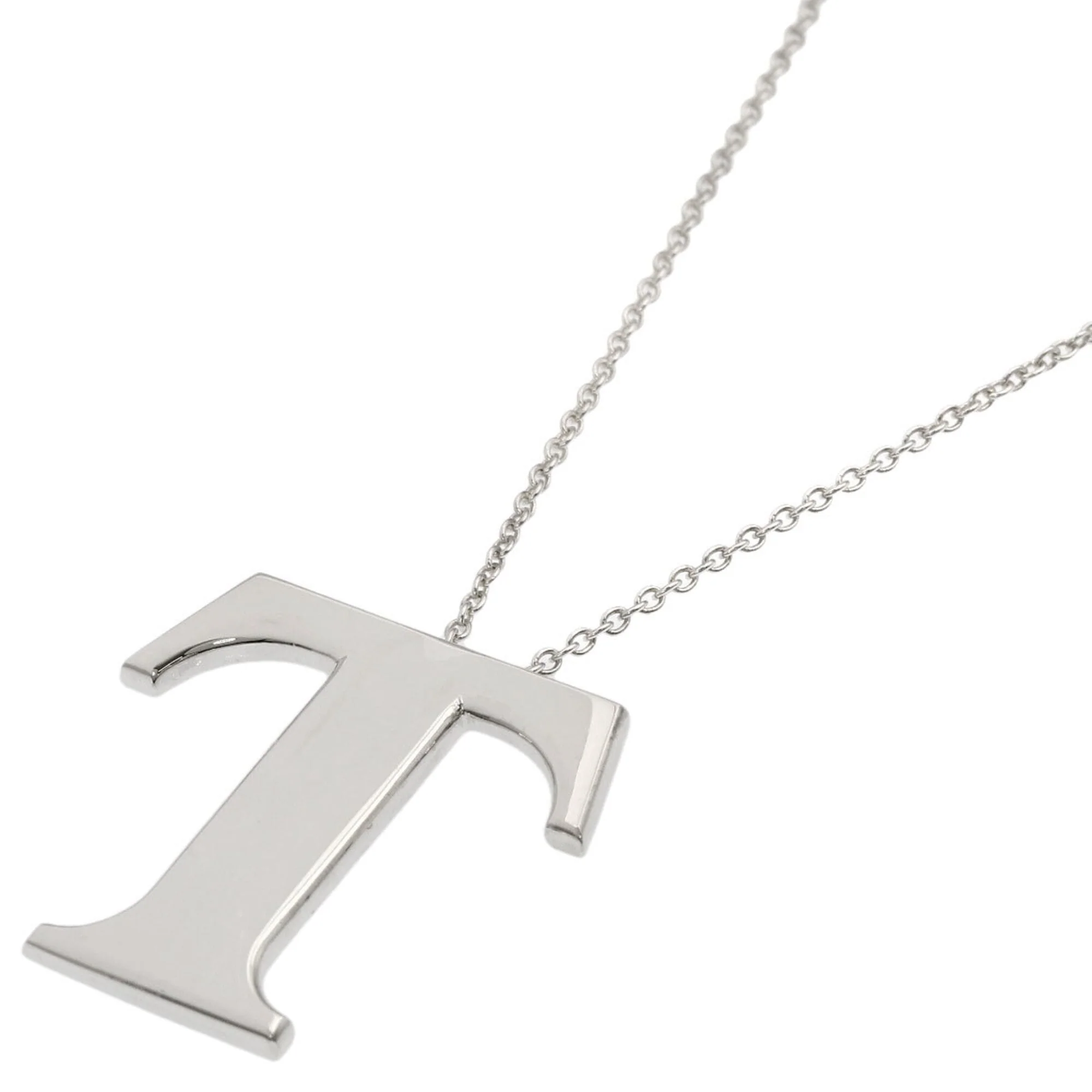 T Logo Pendant Necklace Sterling Silver