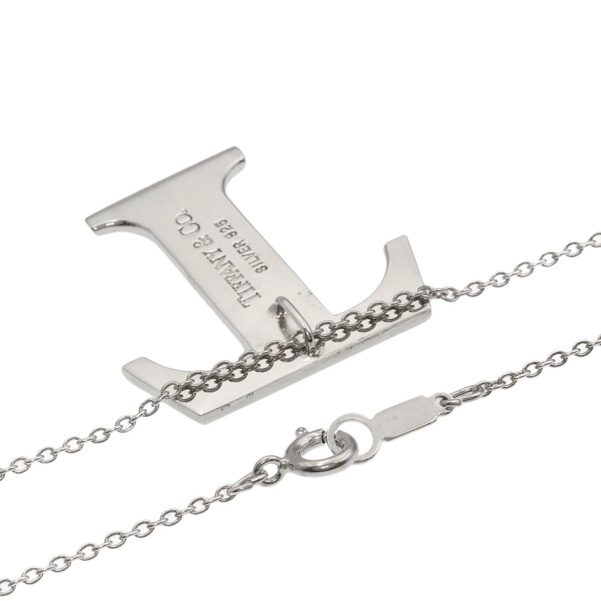 T Logo Pendant Necklace Sterling Silver - Image 2
