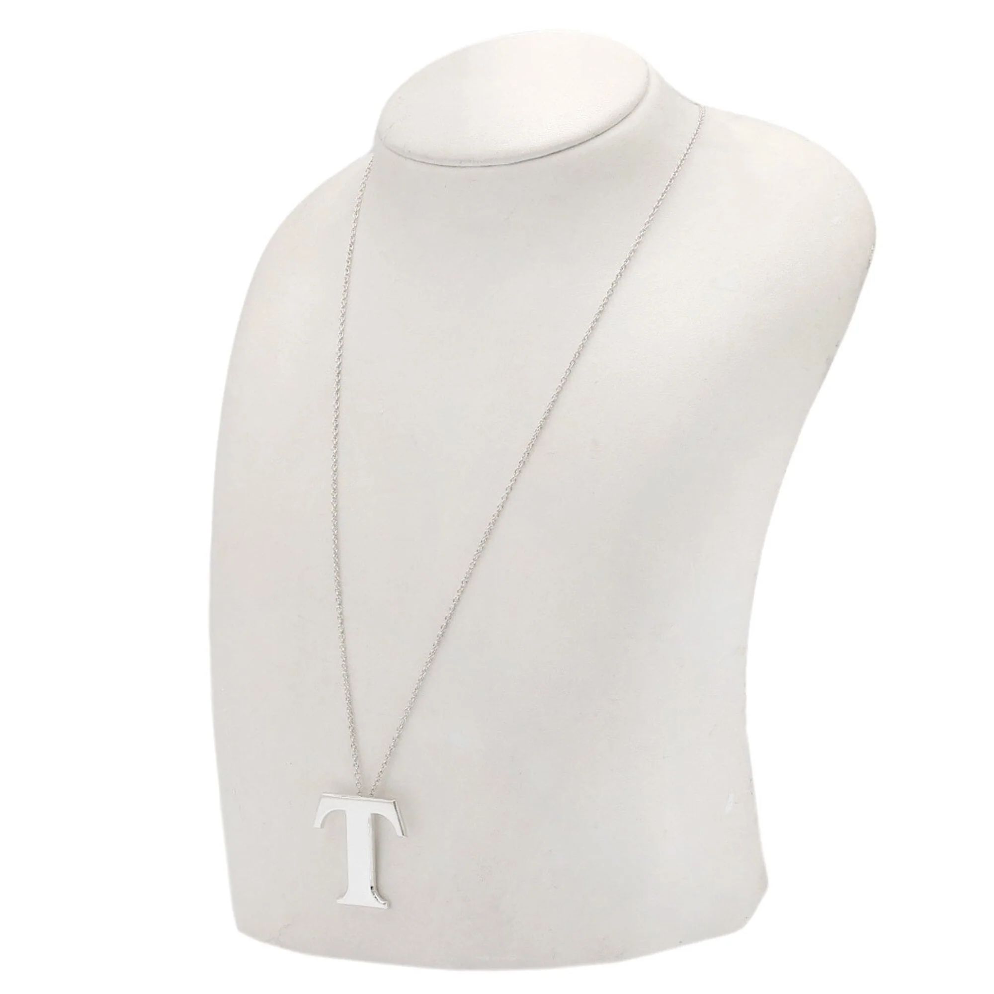 T Logo Pendant Necklace Sterling Silver - Image 4