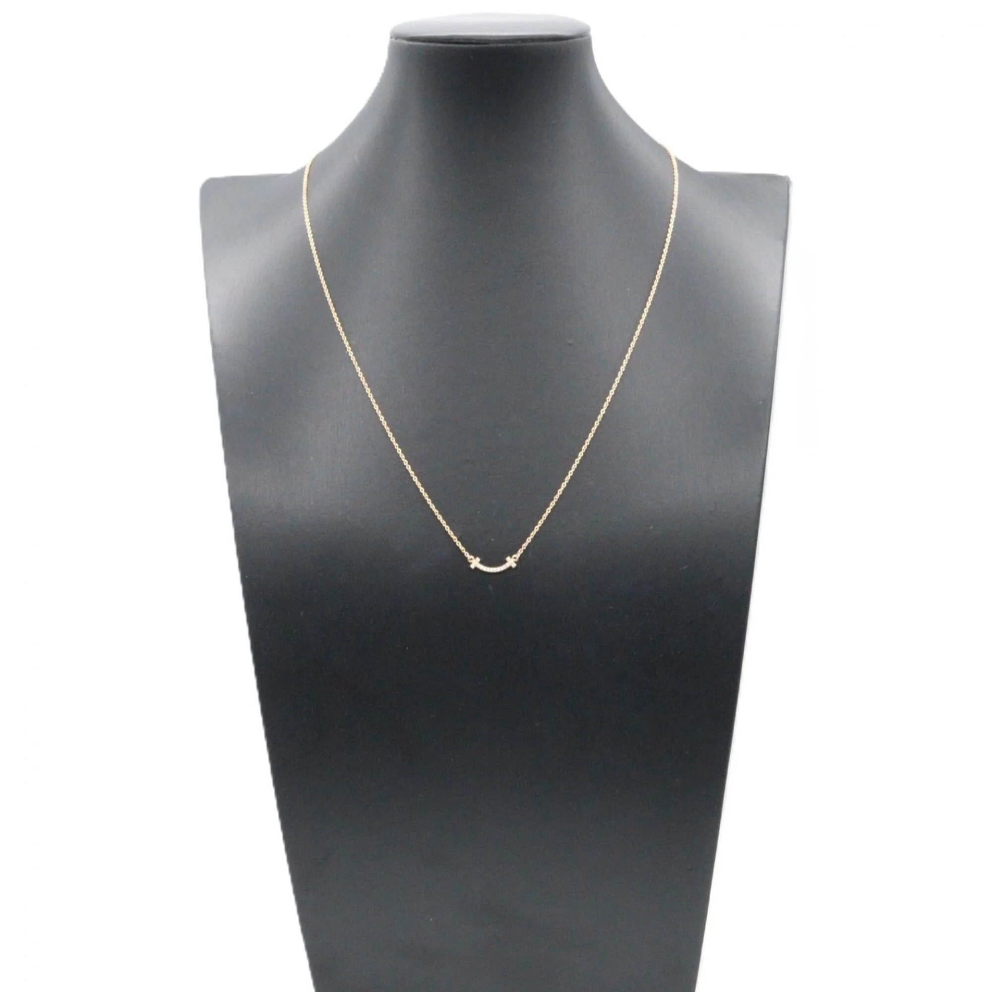 T Smile Mini Pendant Necklace 18K Rose Gold with Diamonds - Image 5
