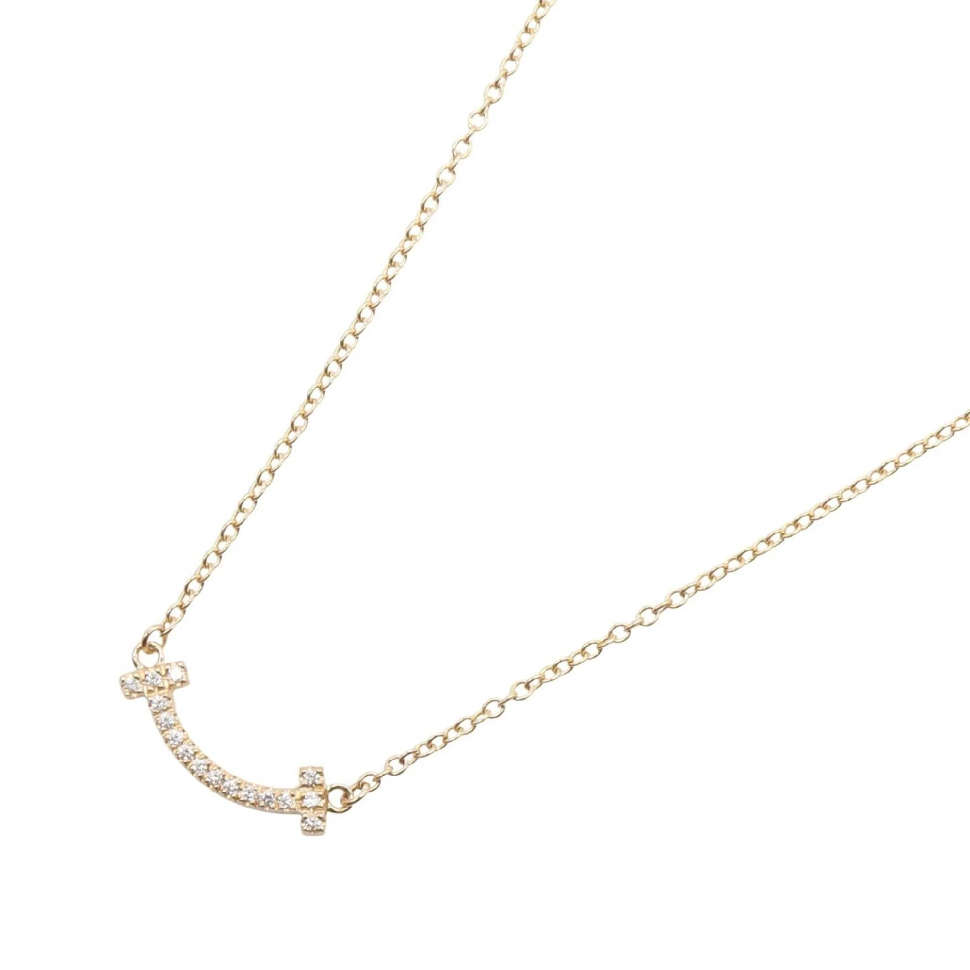 T Smile Mini Pendant Necklace 18K Rose Gold with Diamonds