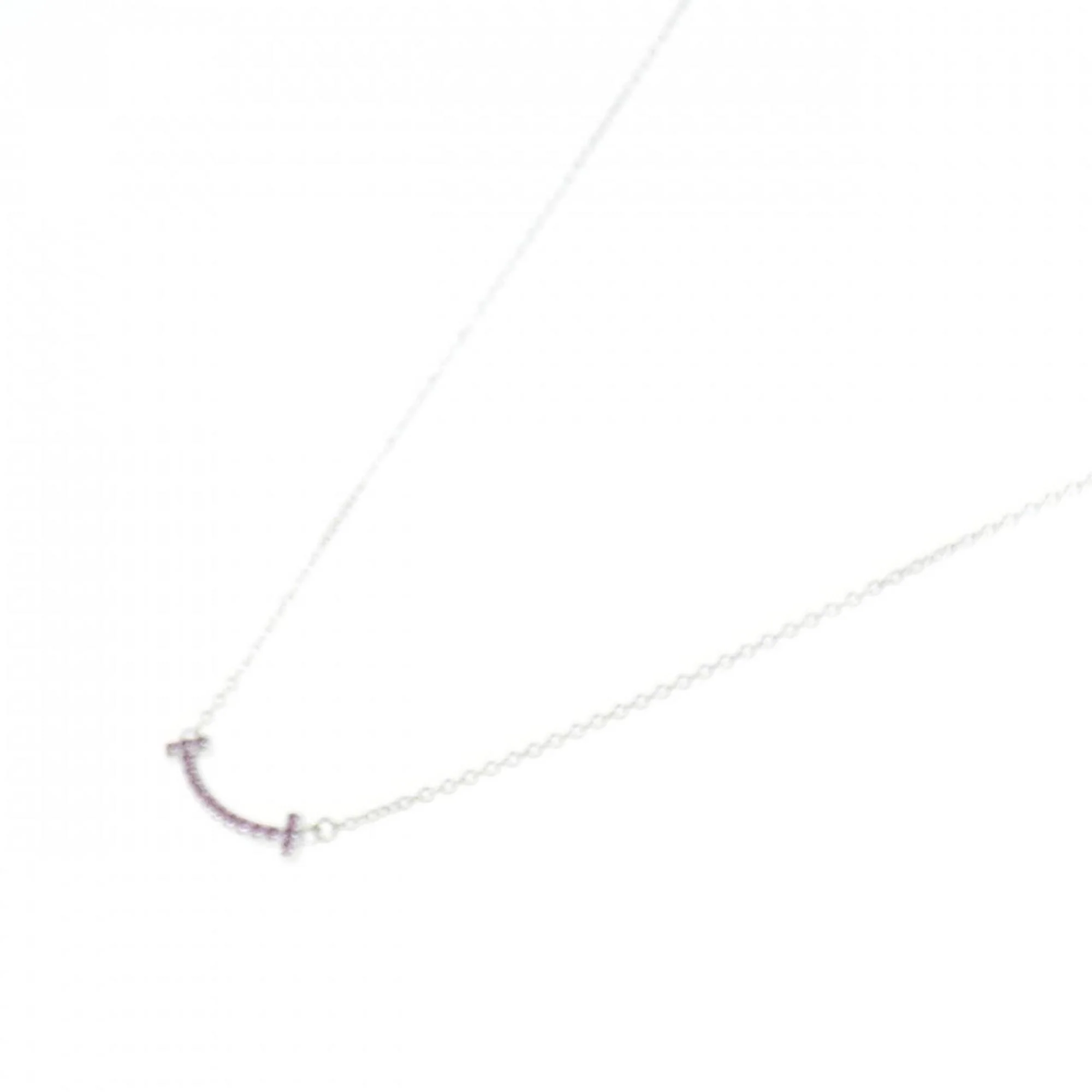 T Smile Mini Pendant Necklace 18K White Gold - Image 2