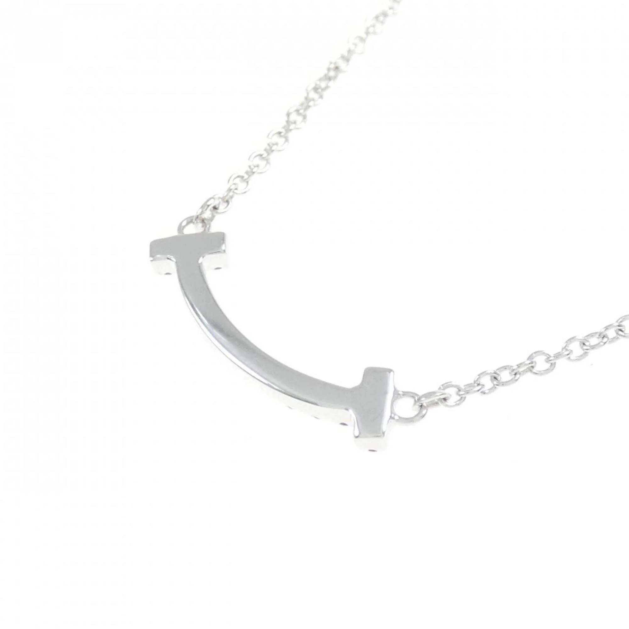 T Smile Mini Pendant Necklace 18K White Gold - Image 4