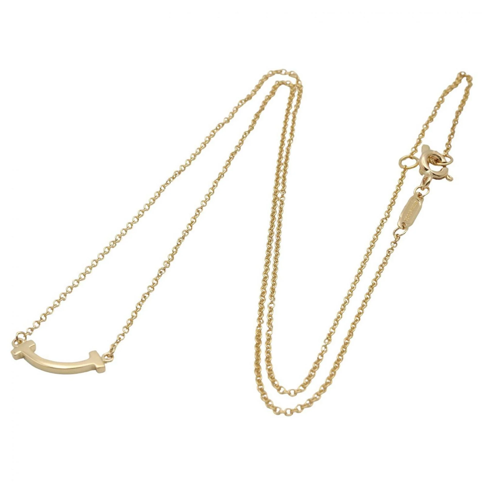 T Smile Mini Pendant Necklace 18K Yellow Gold - Image 2
