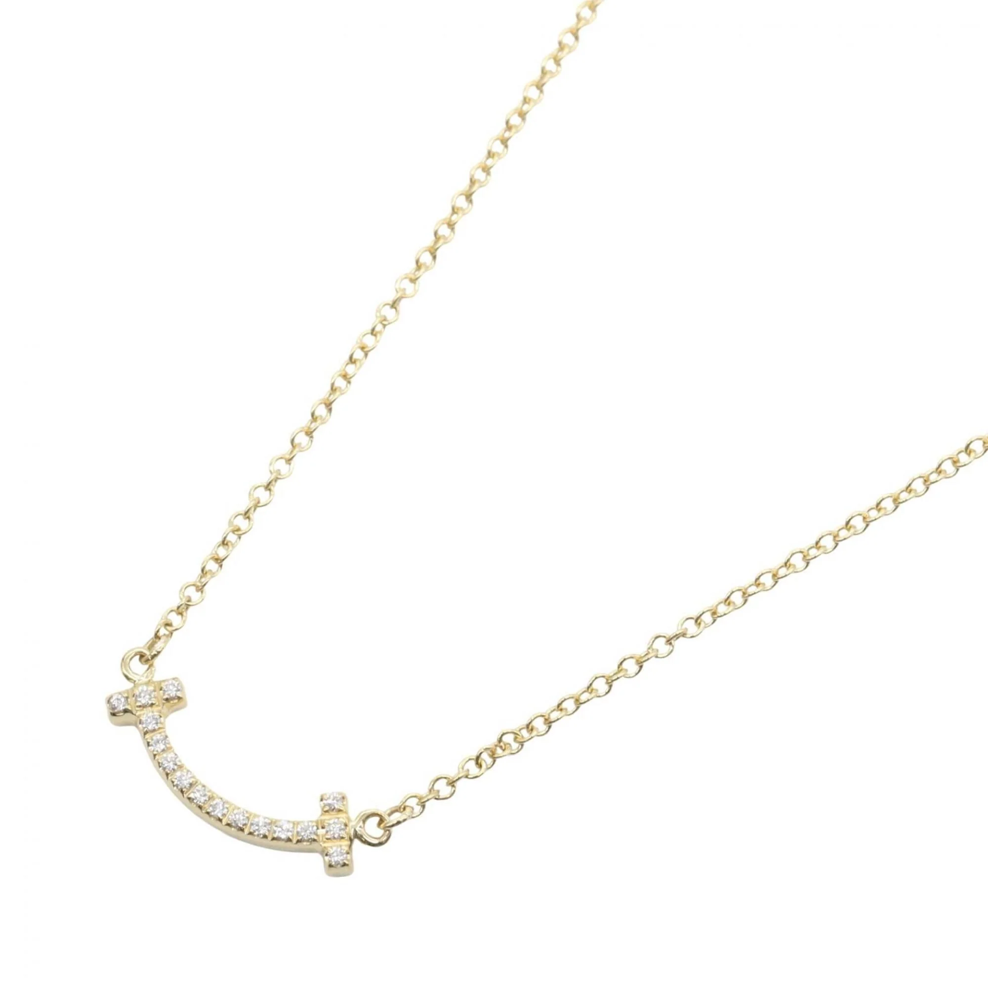 T Smile Mini Pendant Necklace 18K Yellow Gold with Diamonds