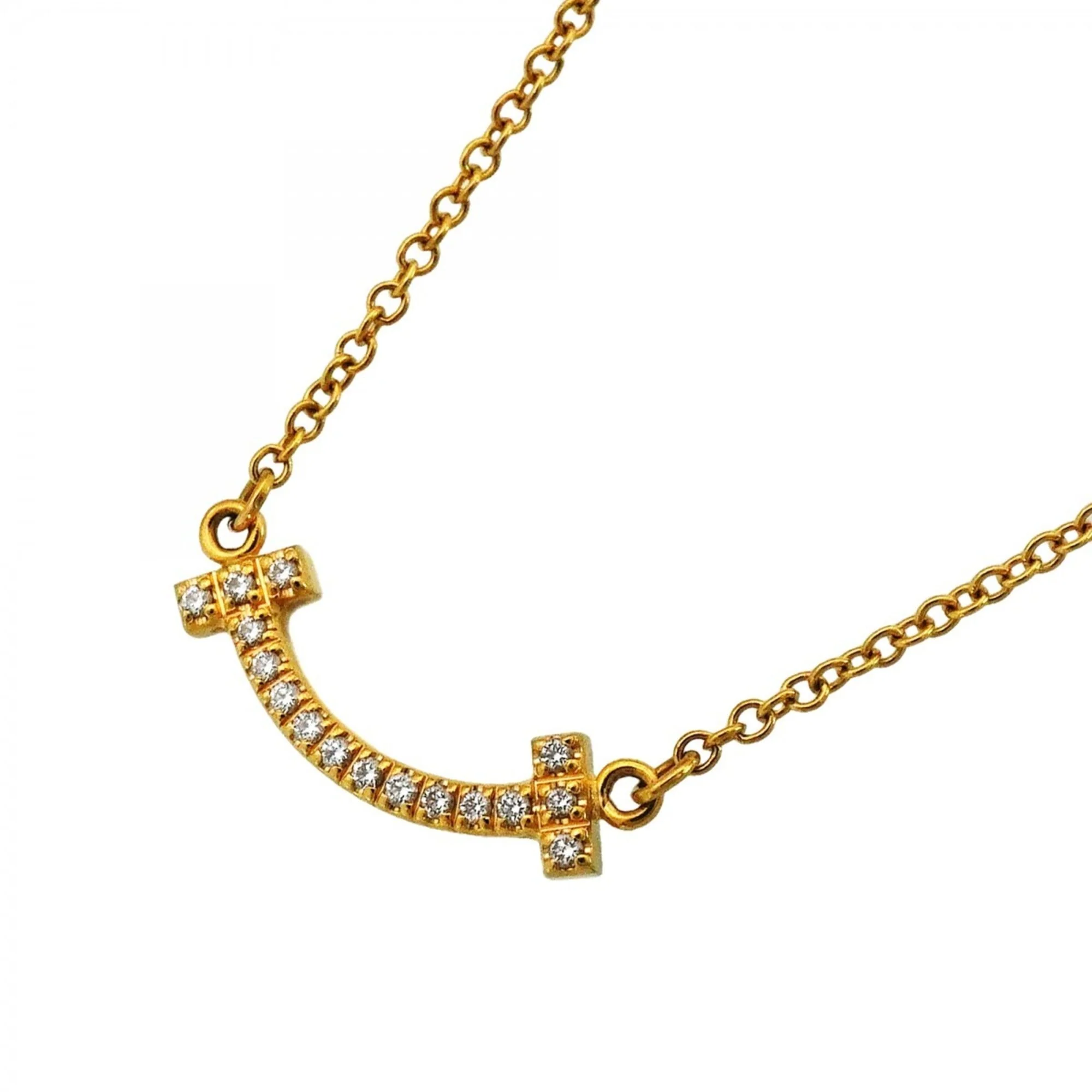 T Smile Mini Pendant Necklace 18K Yellow Gold with Diamonds