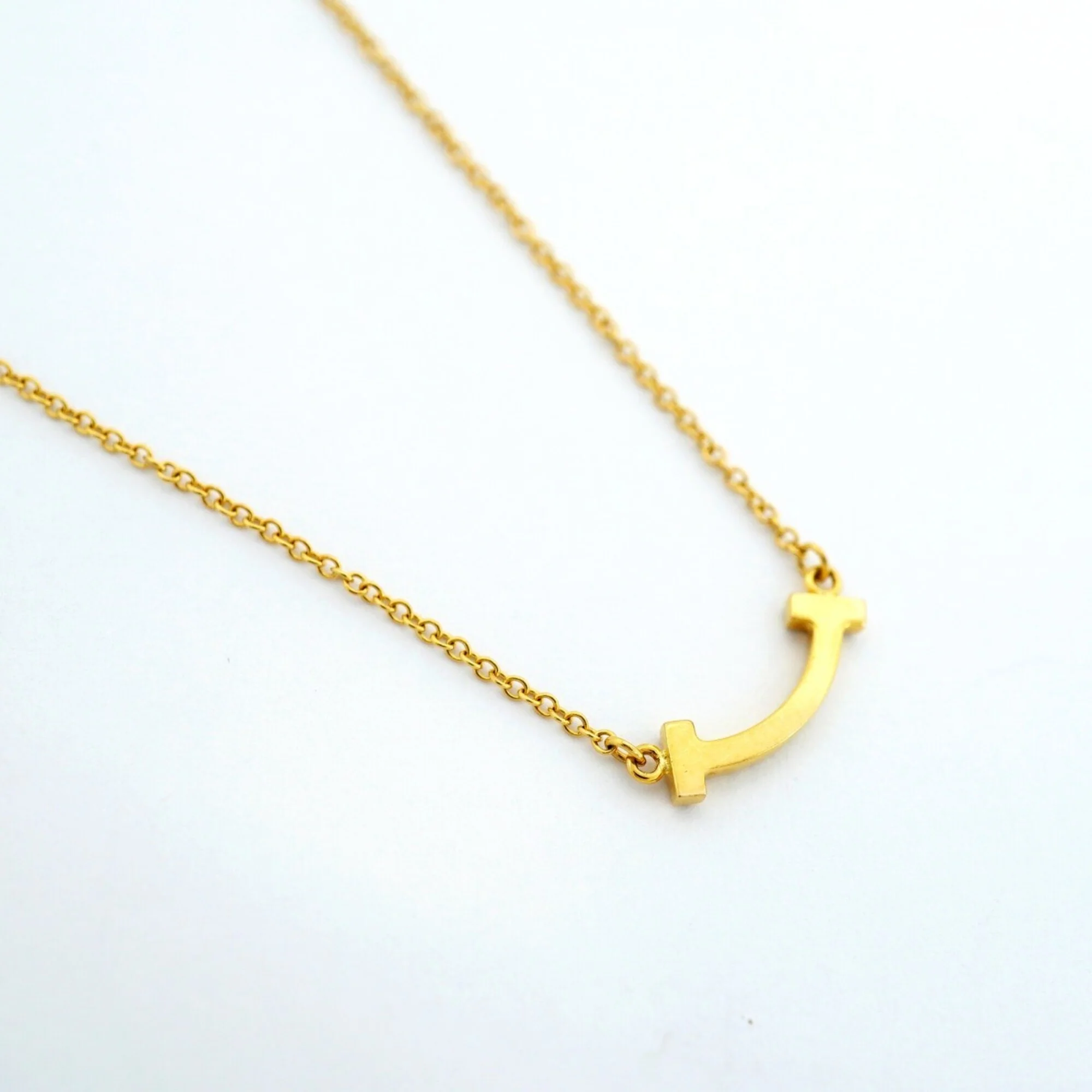 T Smile Mini Pendant Necklace 18K Yellow Gold with Diamonds - Image 2