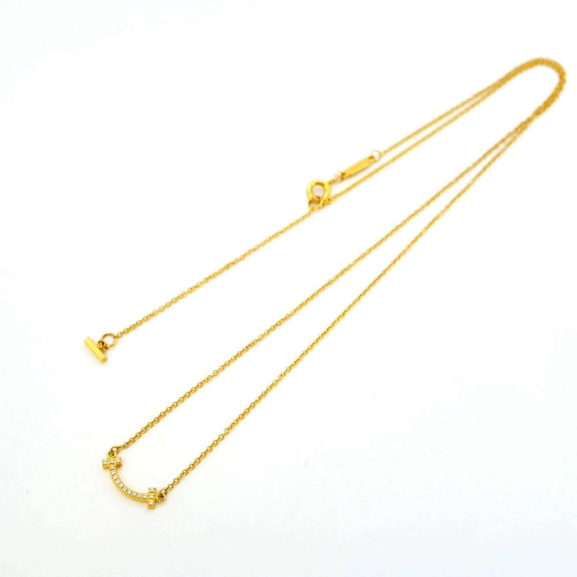 T Smile Mini Pendant Necklace 18K Yellow Gold with Diamonds - Image 3