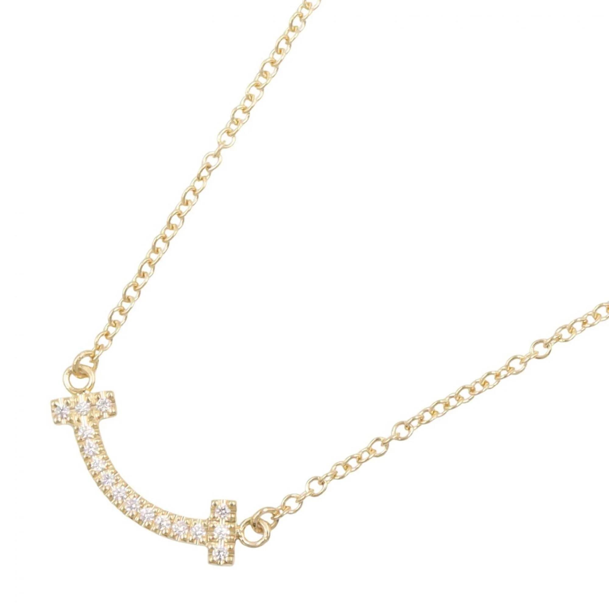 T Smile Mini Pendant Necklace 18K Yellow Gold with Diamonds
