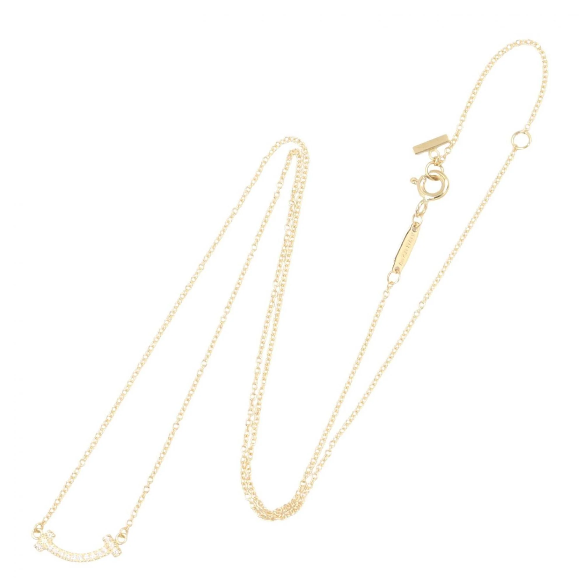 T Smile Mini Pendant Necklace 18K Yellow Gold with Diamonds - Image 2